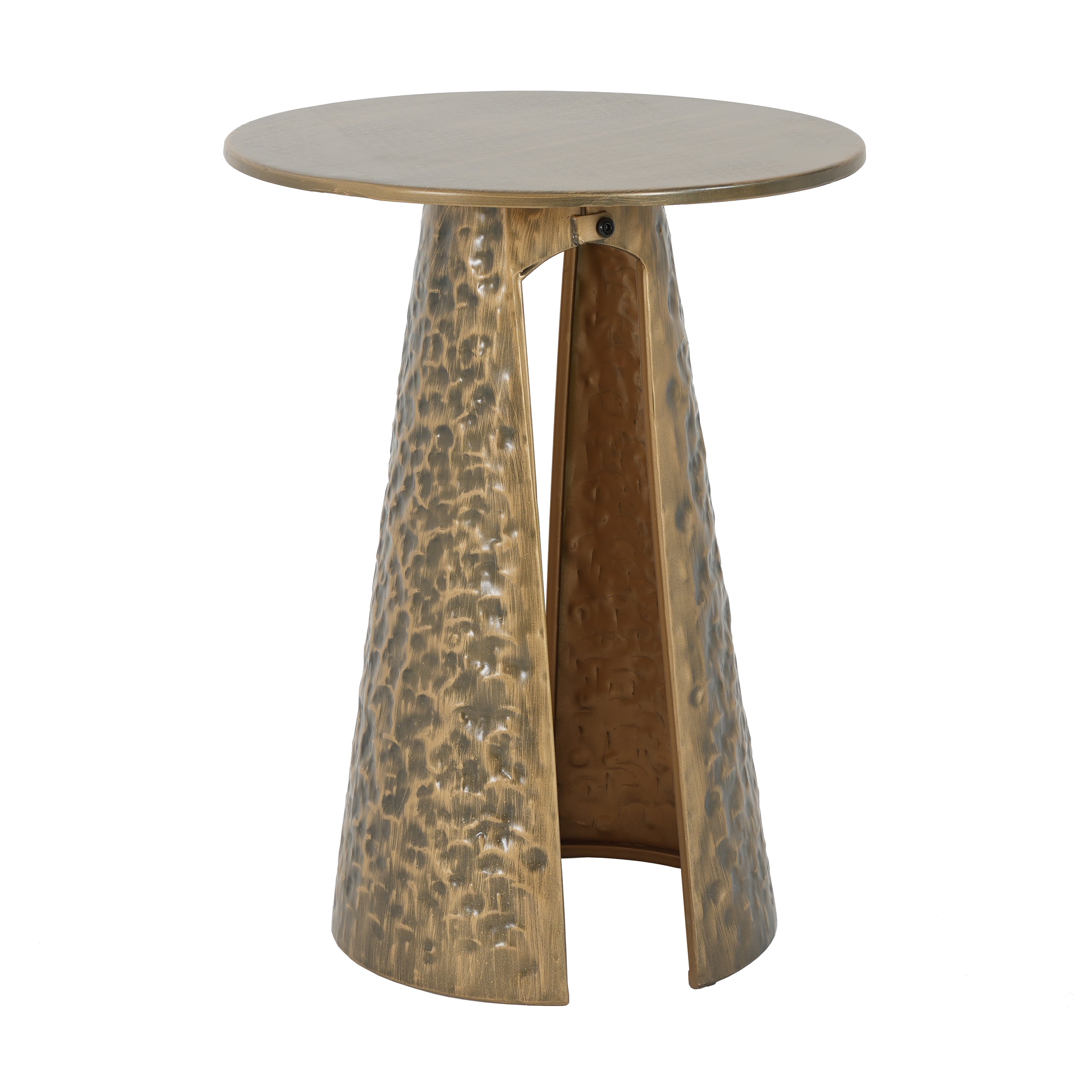 Hand-Hammered Metal Accent Side Table