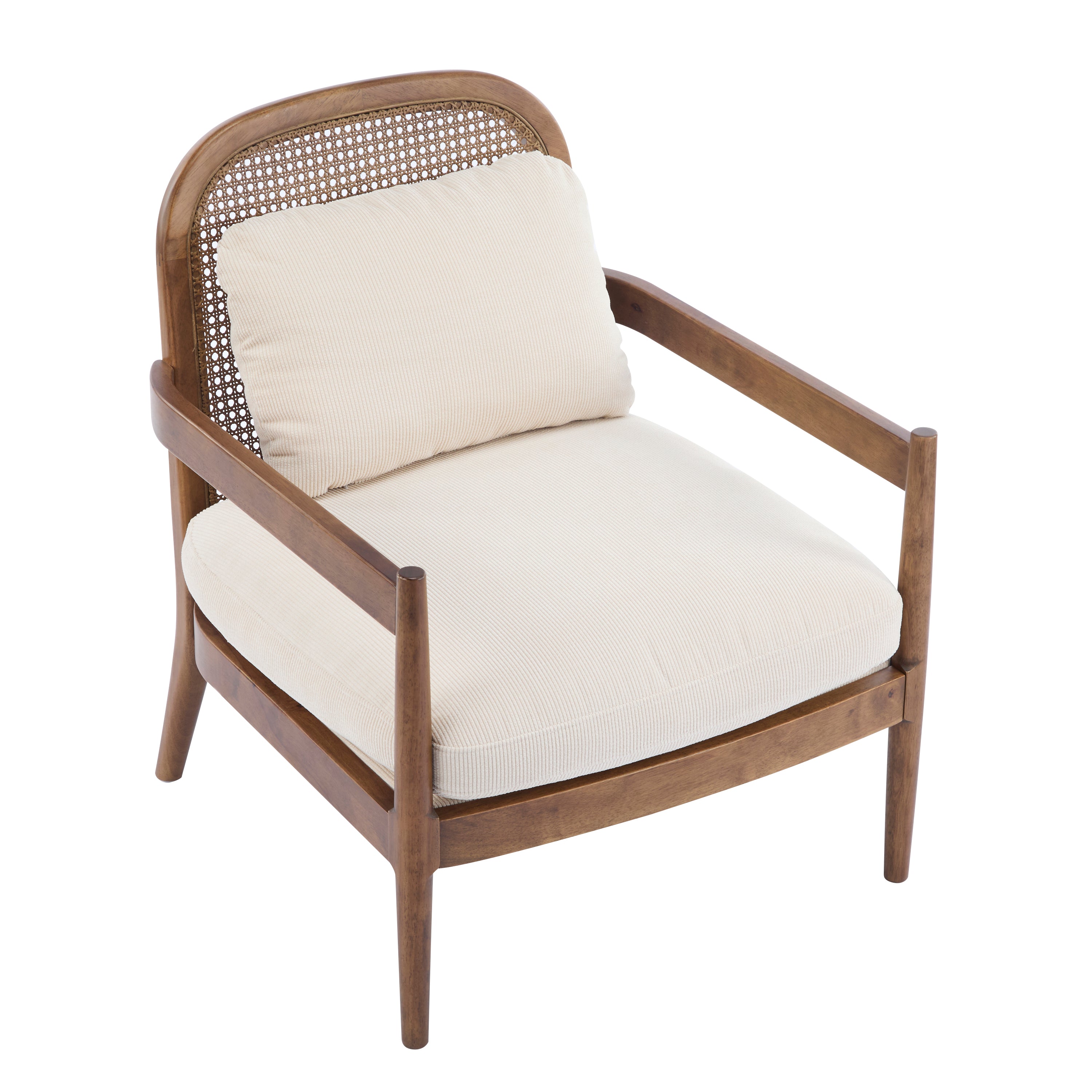 Elliston Solid Wood and Rattan Accent Chair with Cushions, Set of 2