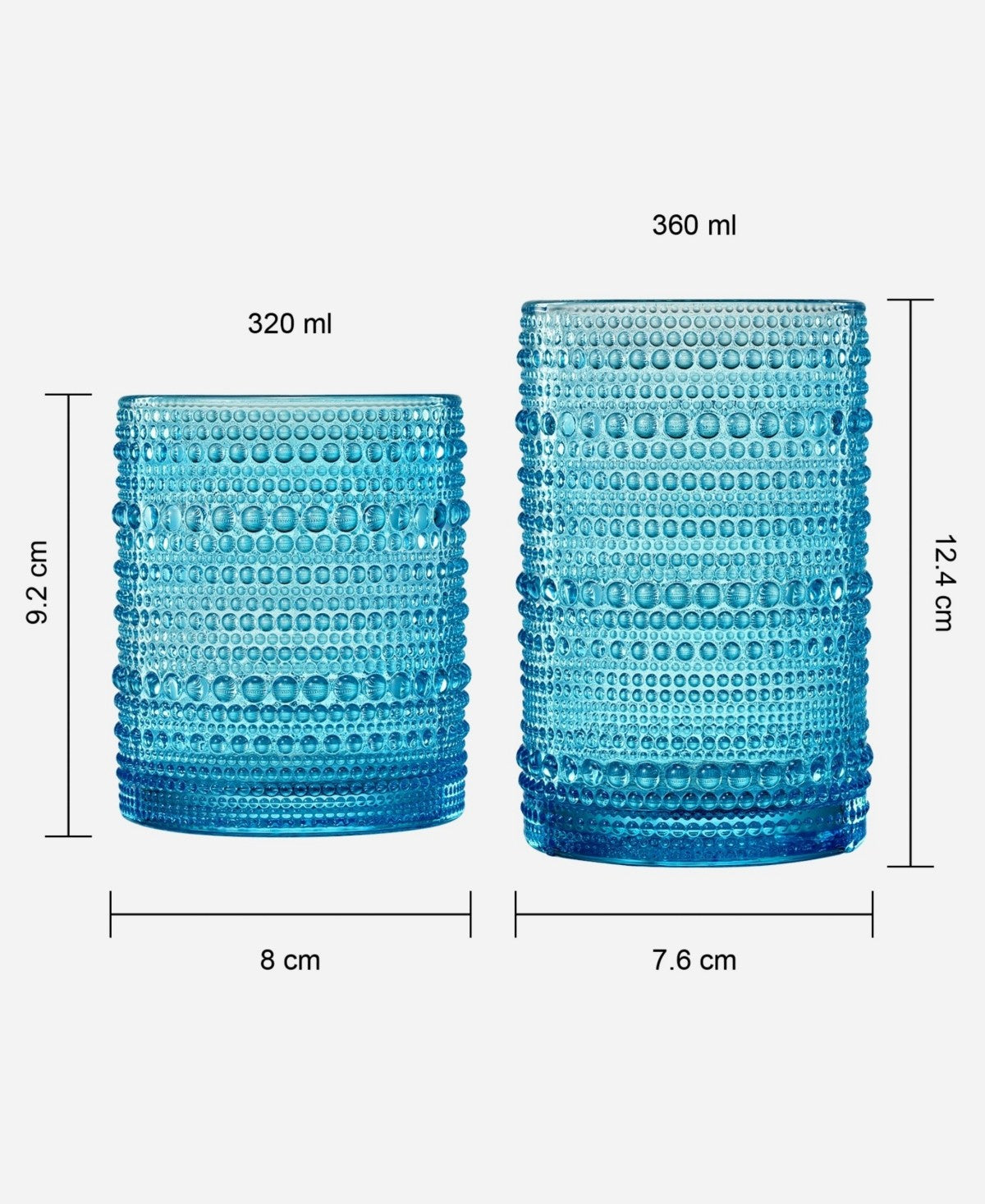 Rainbow Hobnail Highball Glasses Set of 12
