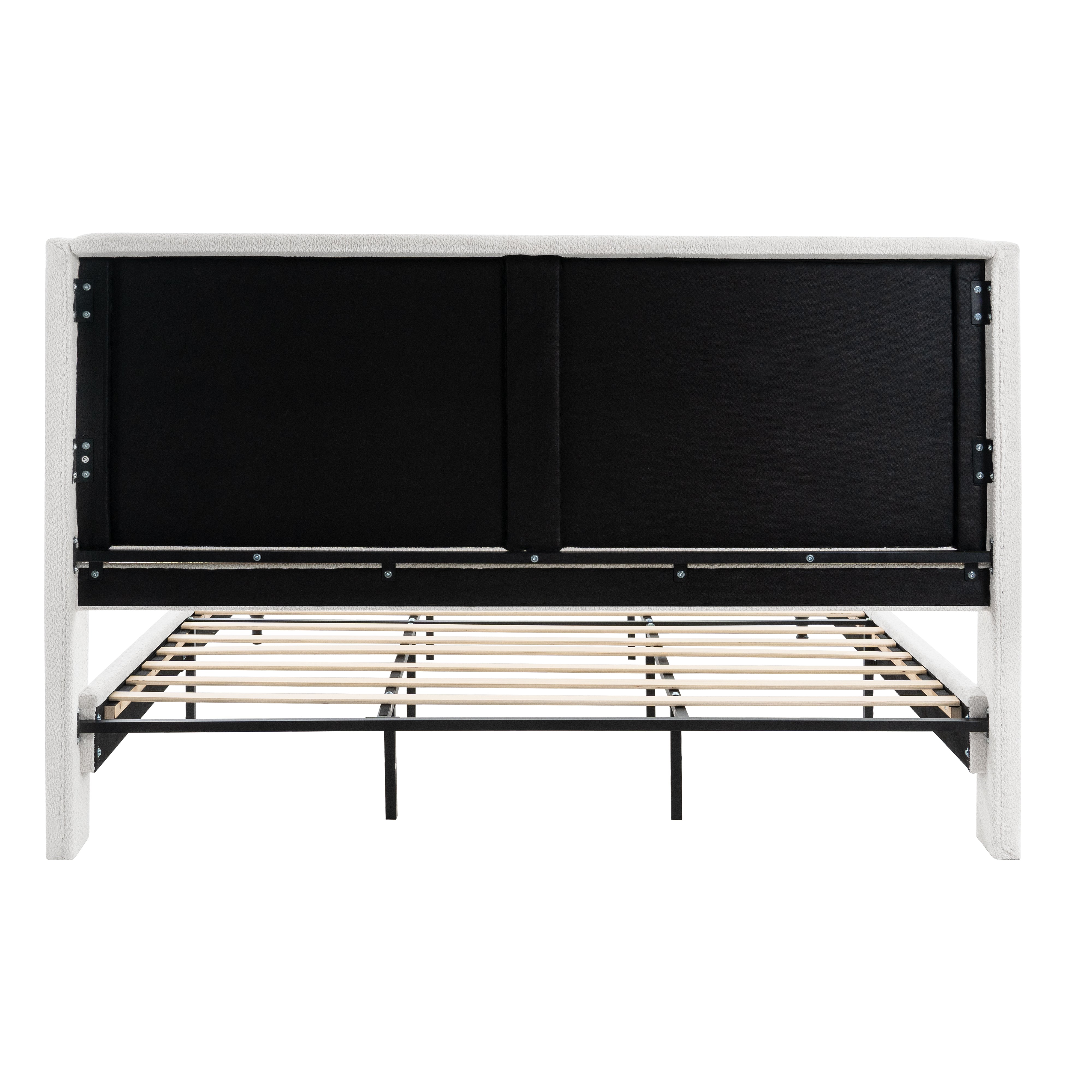 Bed Frame with 55.5"High Back Boucle Upholstered Headboard