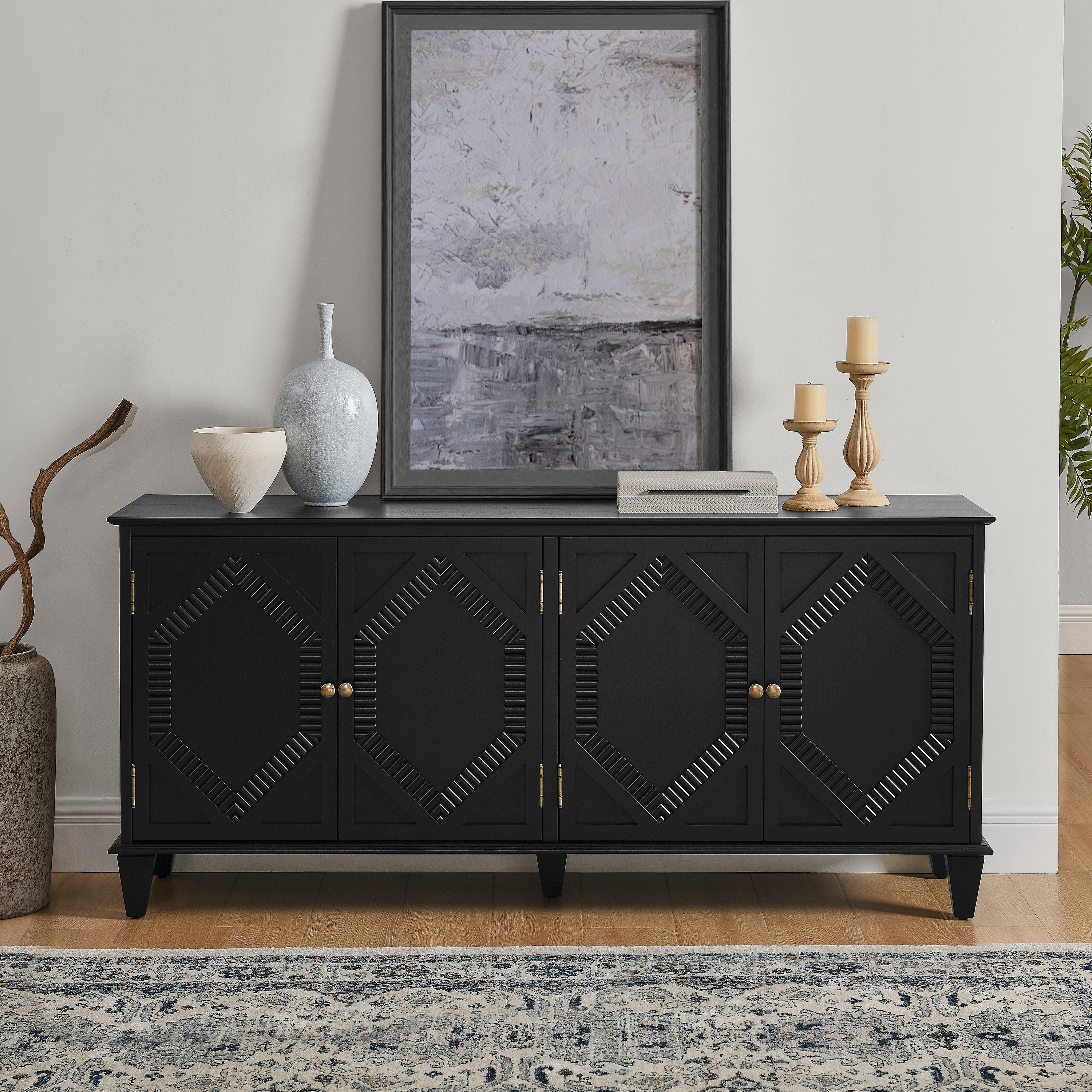 65.2' Mid Century Modern Geometric Accent Sideboard