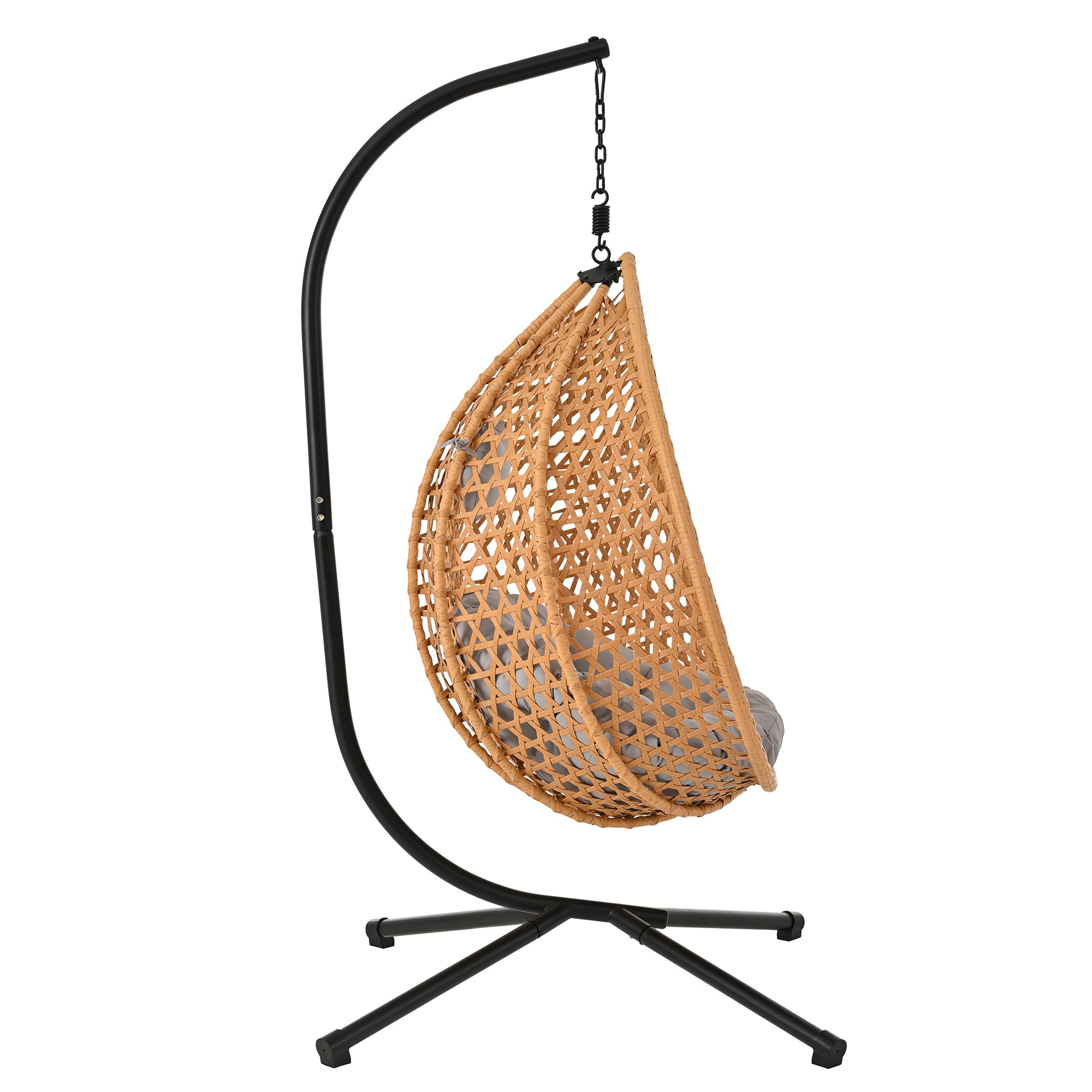 Hanging Swinging Egg Chair with Rattan Weaving, Base Included