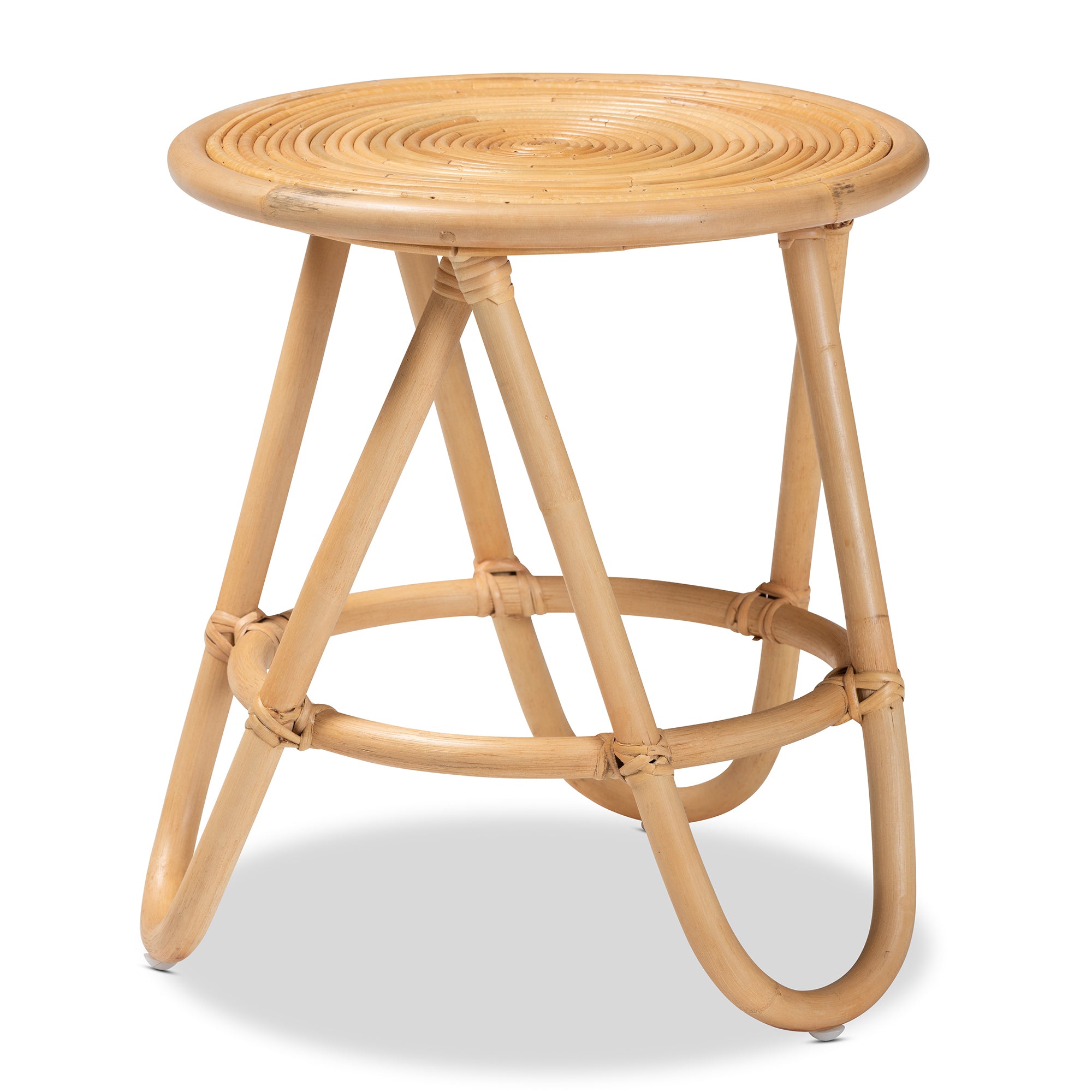 Ridge Sculpted Rattan Stool