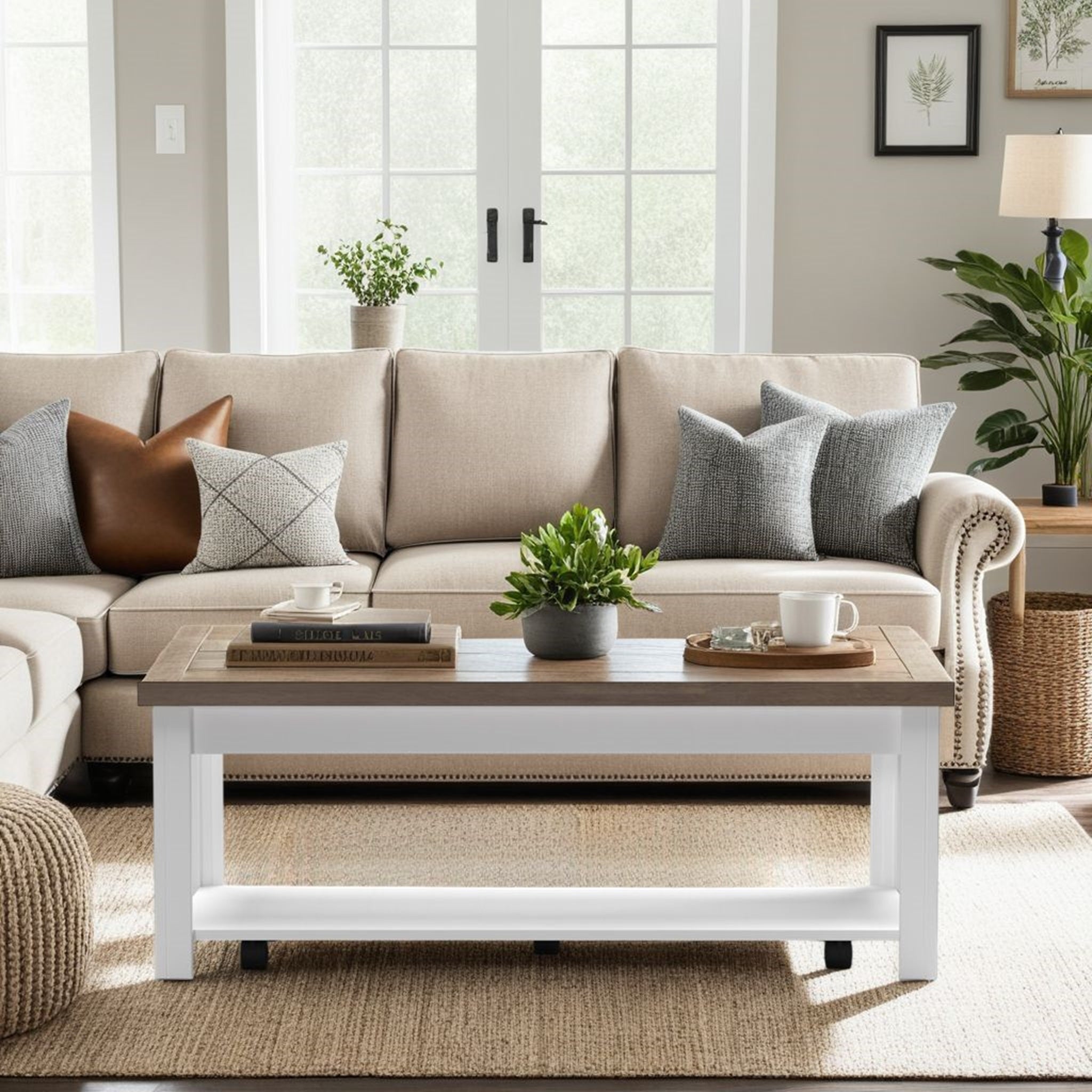 Farmhouse Rustic Rectangular Coffee Table