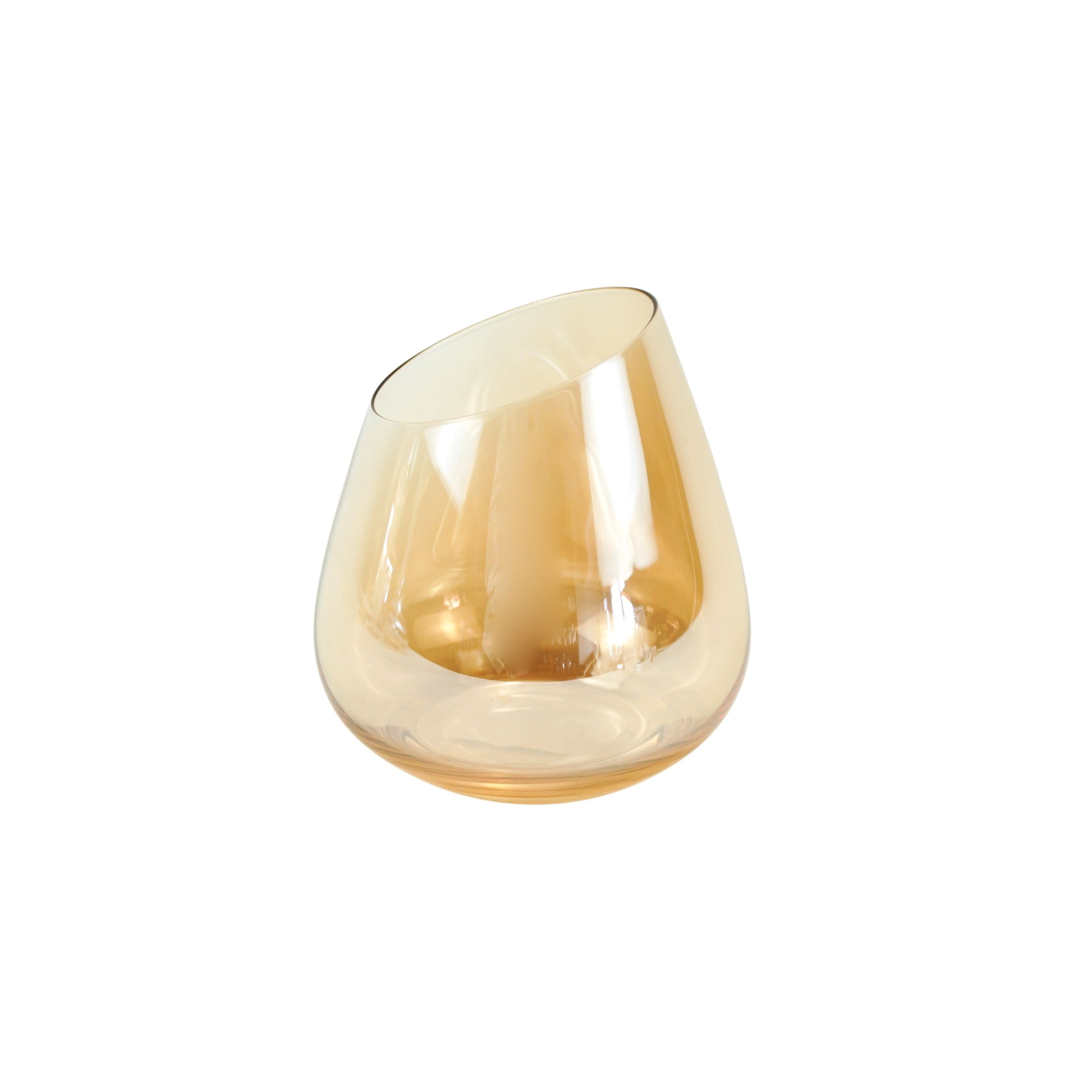 Wine Decanter and Set of Four Stemless Wine Glasses, Gold