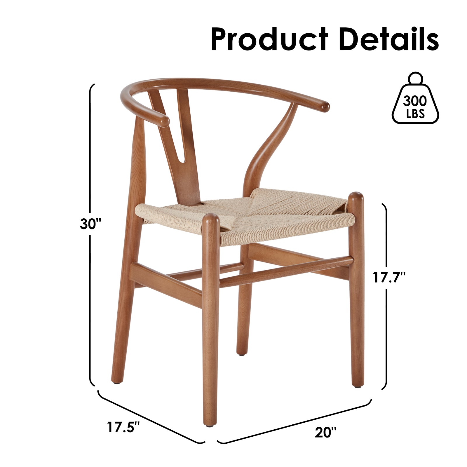 Wishbone Dining Chairs with Woven Seat, Set of 2