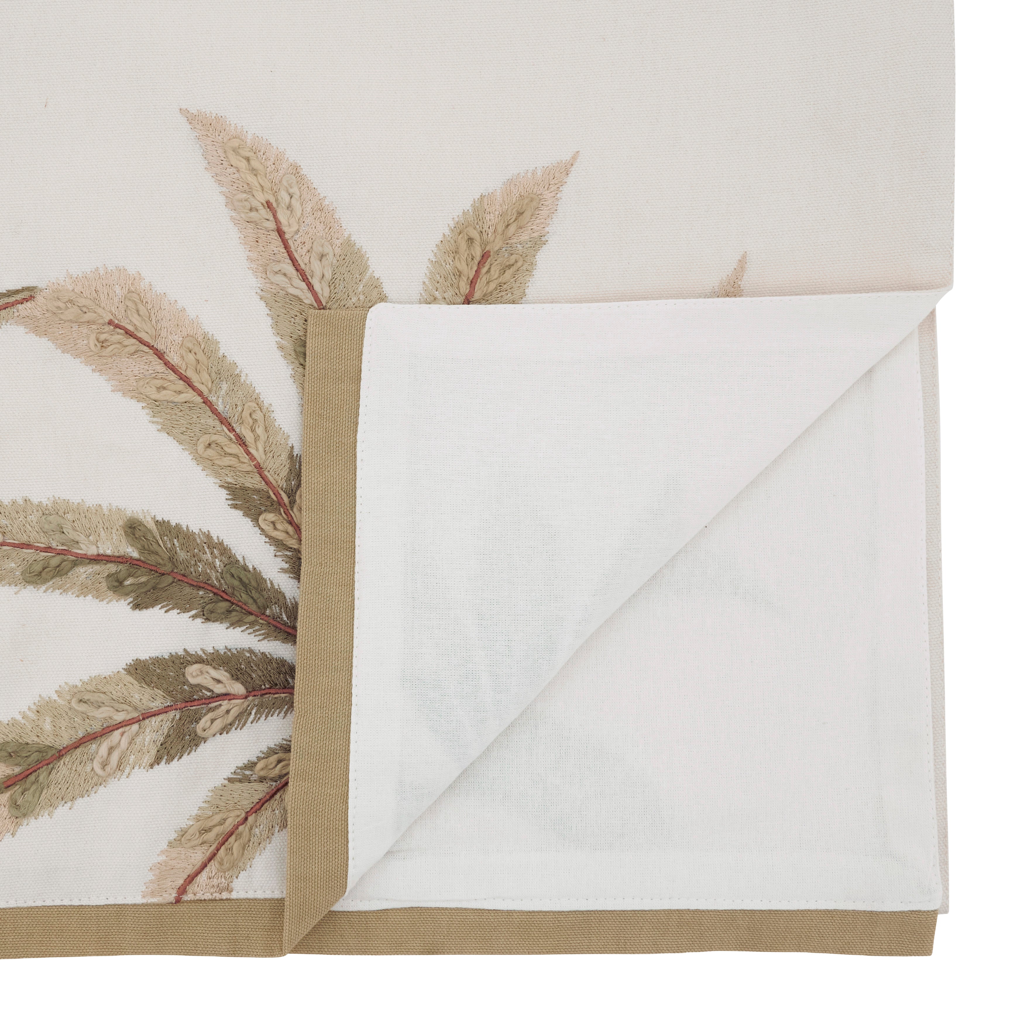 Palm Leaf Embroidered Table Runner