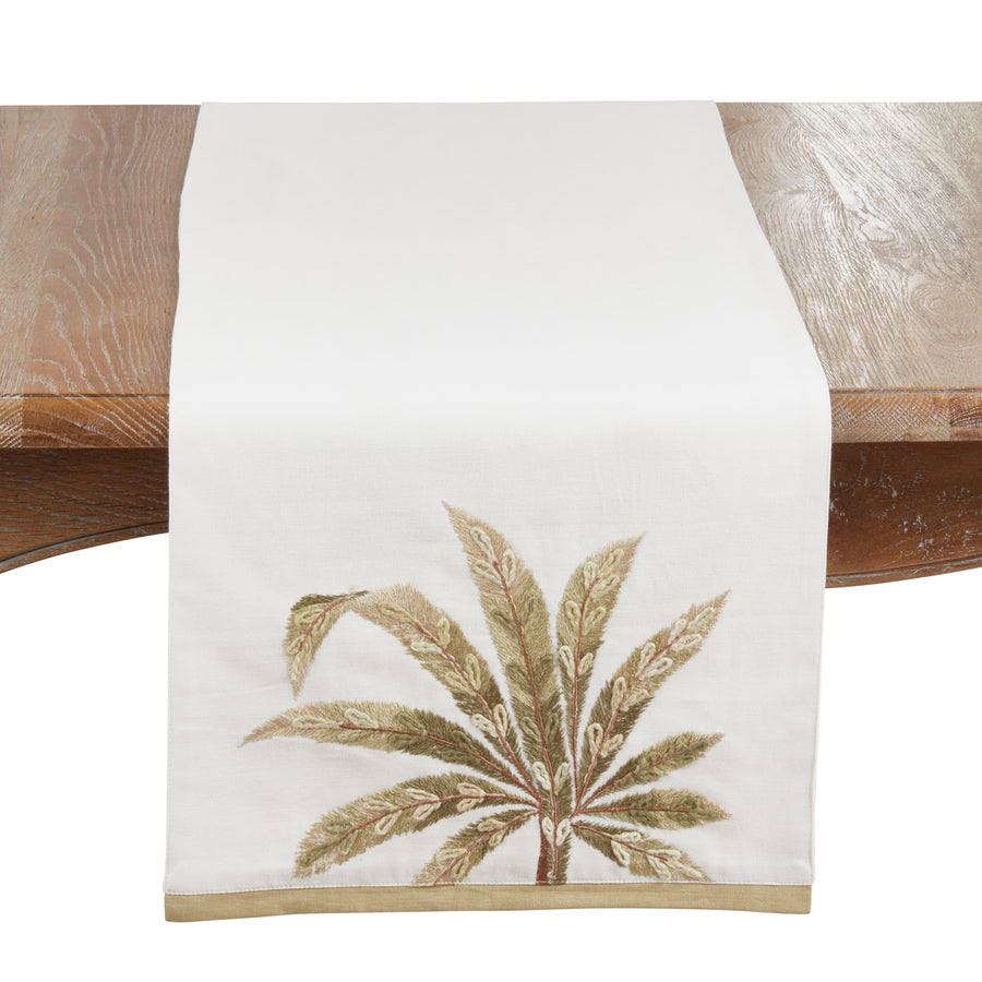 Palm Leaf Embroidered Table Runner