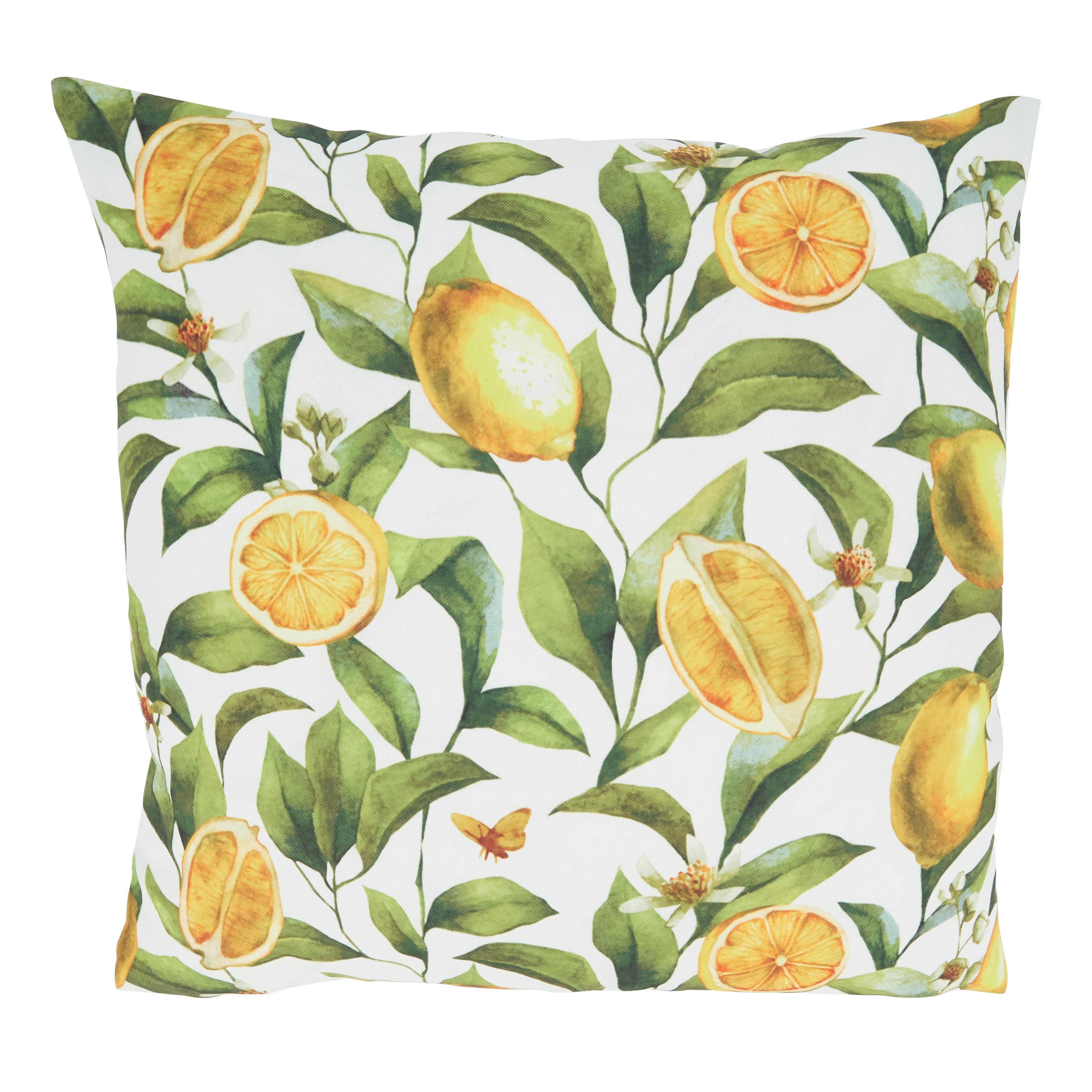 Lemons Design Outdoor Throw Polyester Filled Throw Pillow