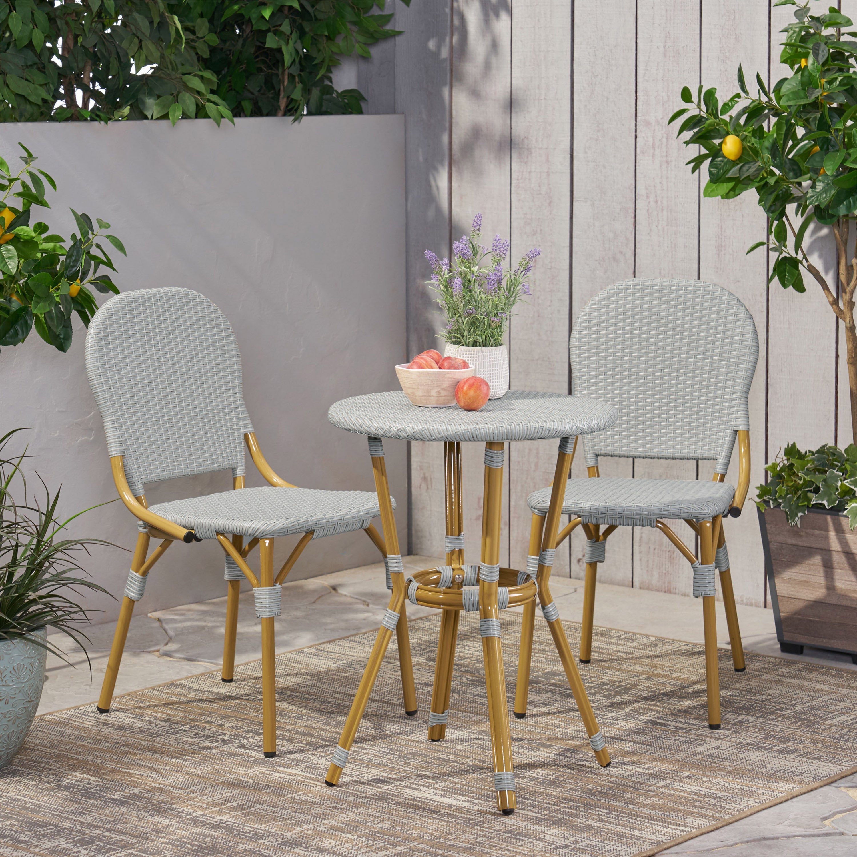 Eternity 3-Piece Bistro Set with 2 Armless Chairs and Round Table
