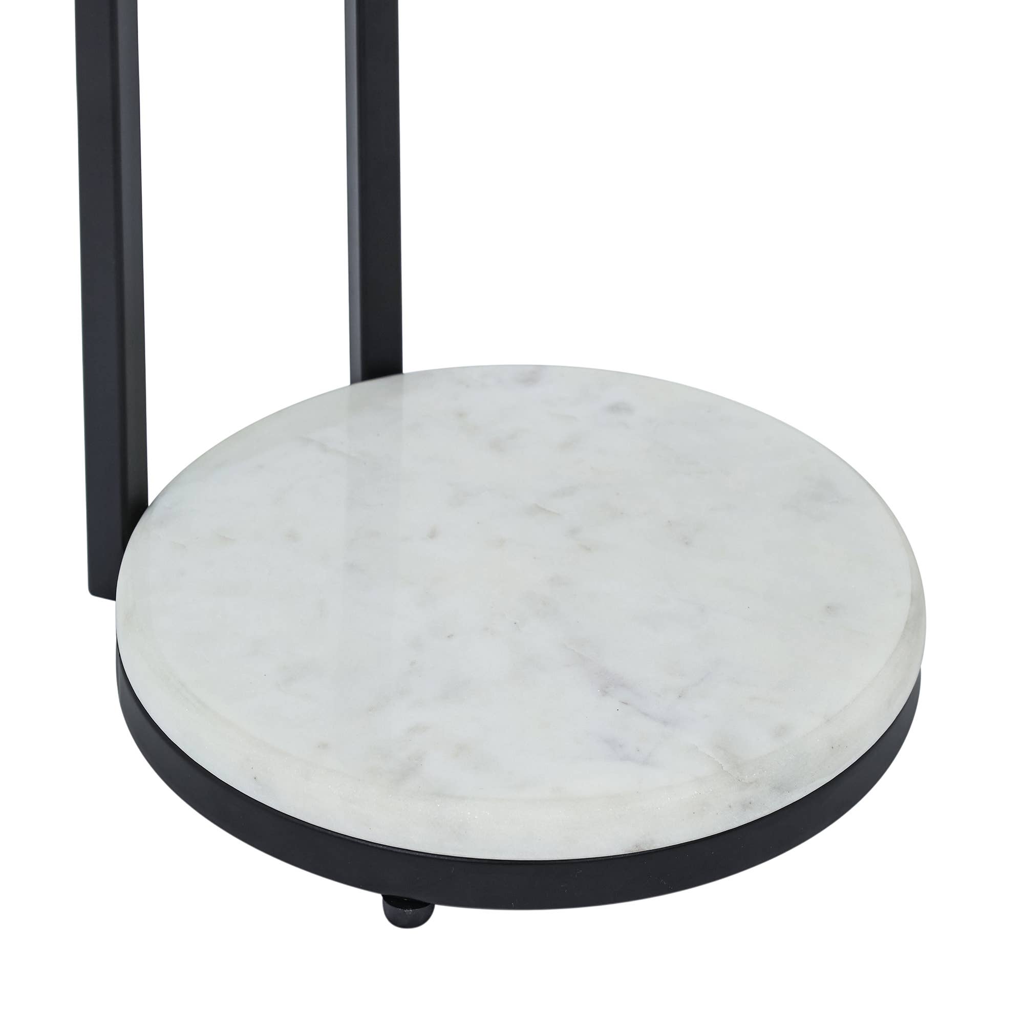 Drink Table with Glass Top and White Marble Base