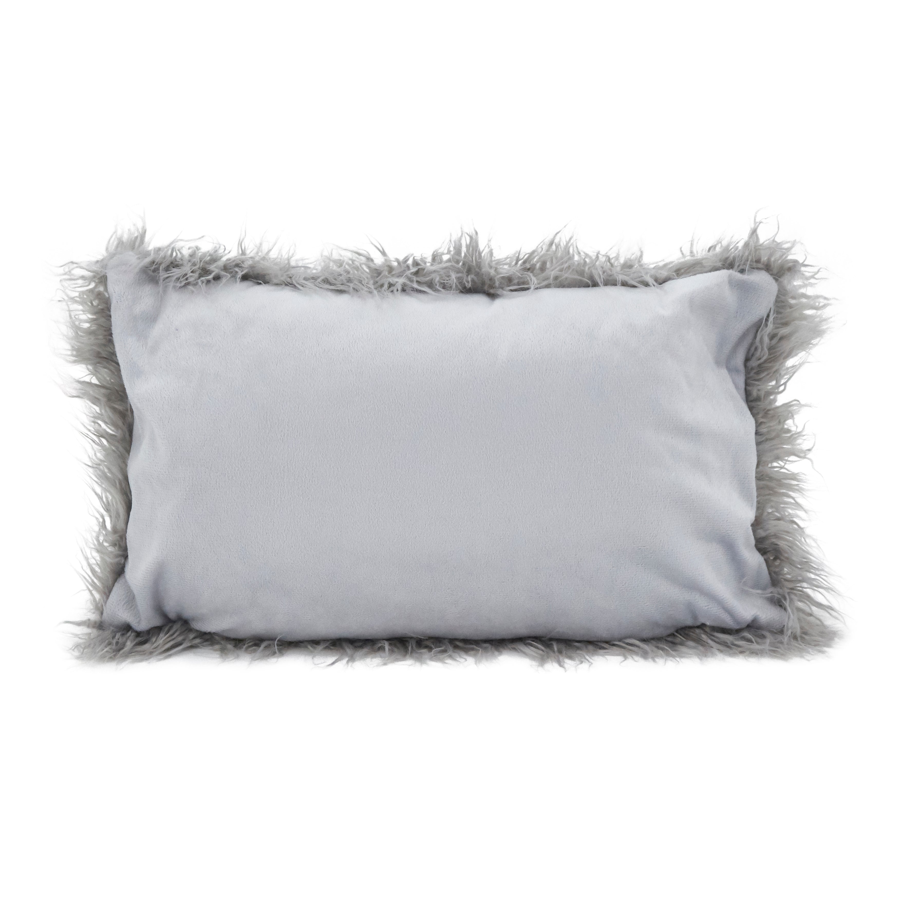 Mongolian Faux Fur Poly Filled Throw Pillow