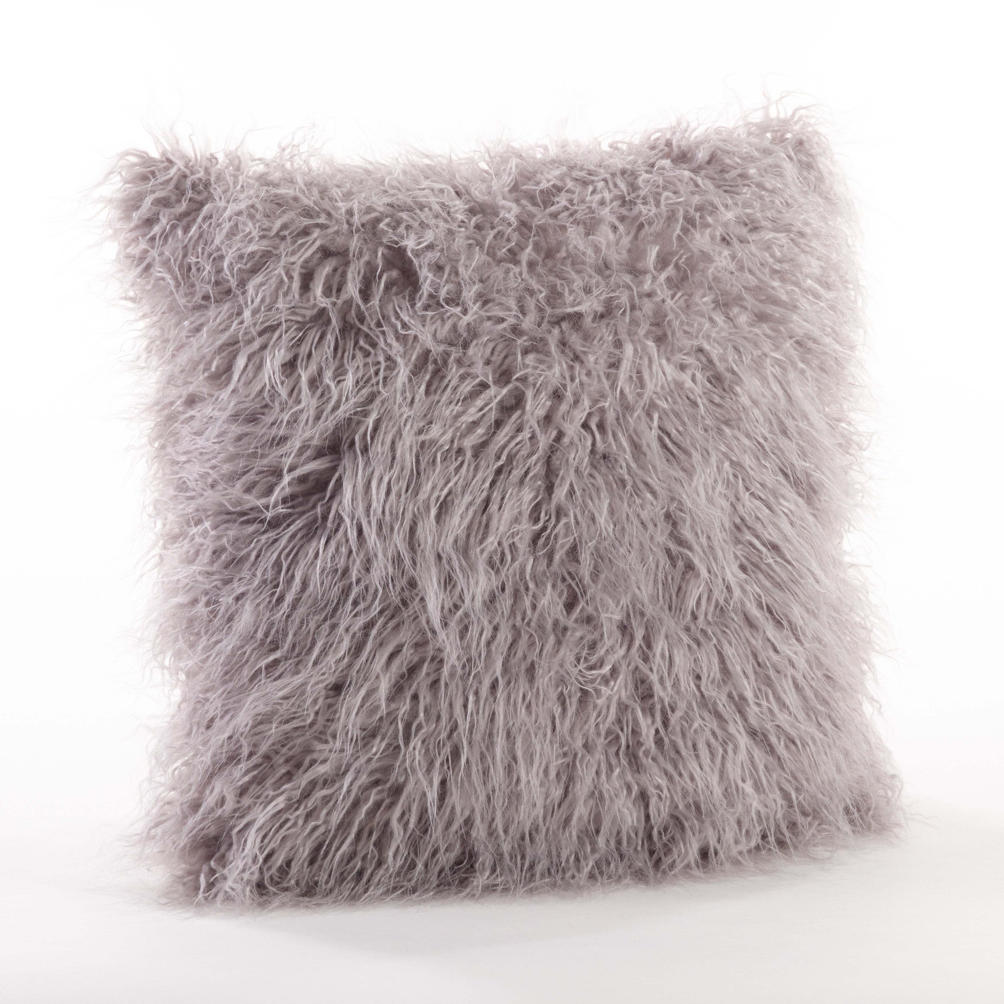 Mongolian Faux Fur Poly Filled Throw Pillow