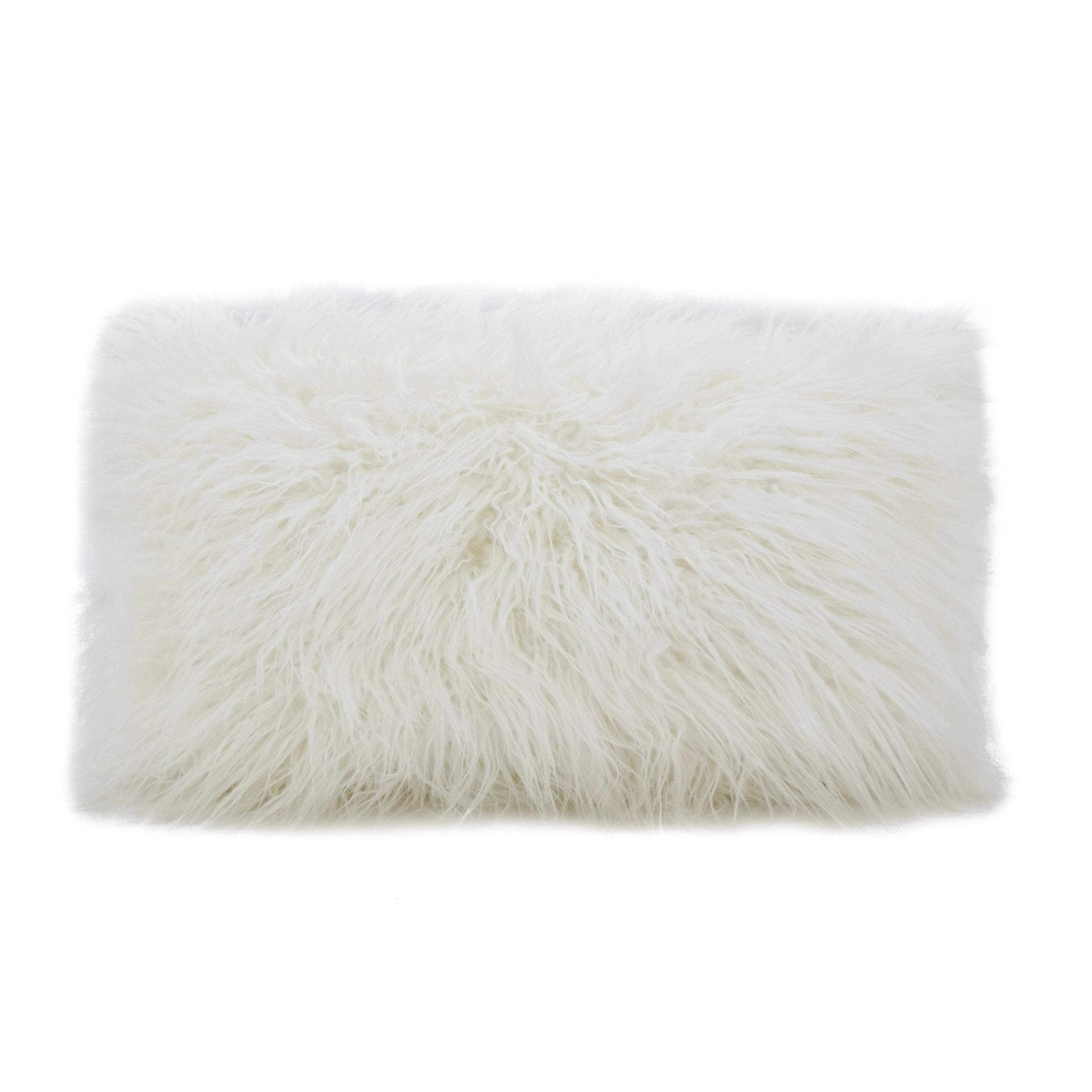 Mongolian Faux Fur Poly Filled Throw Pillow