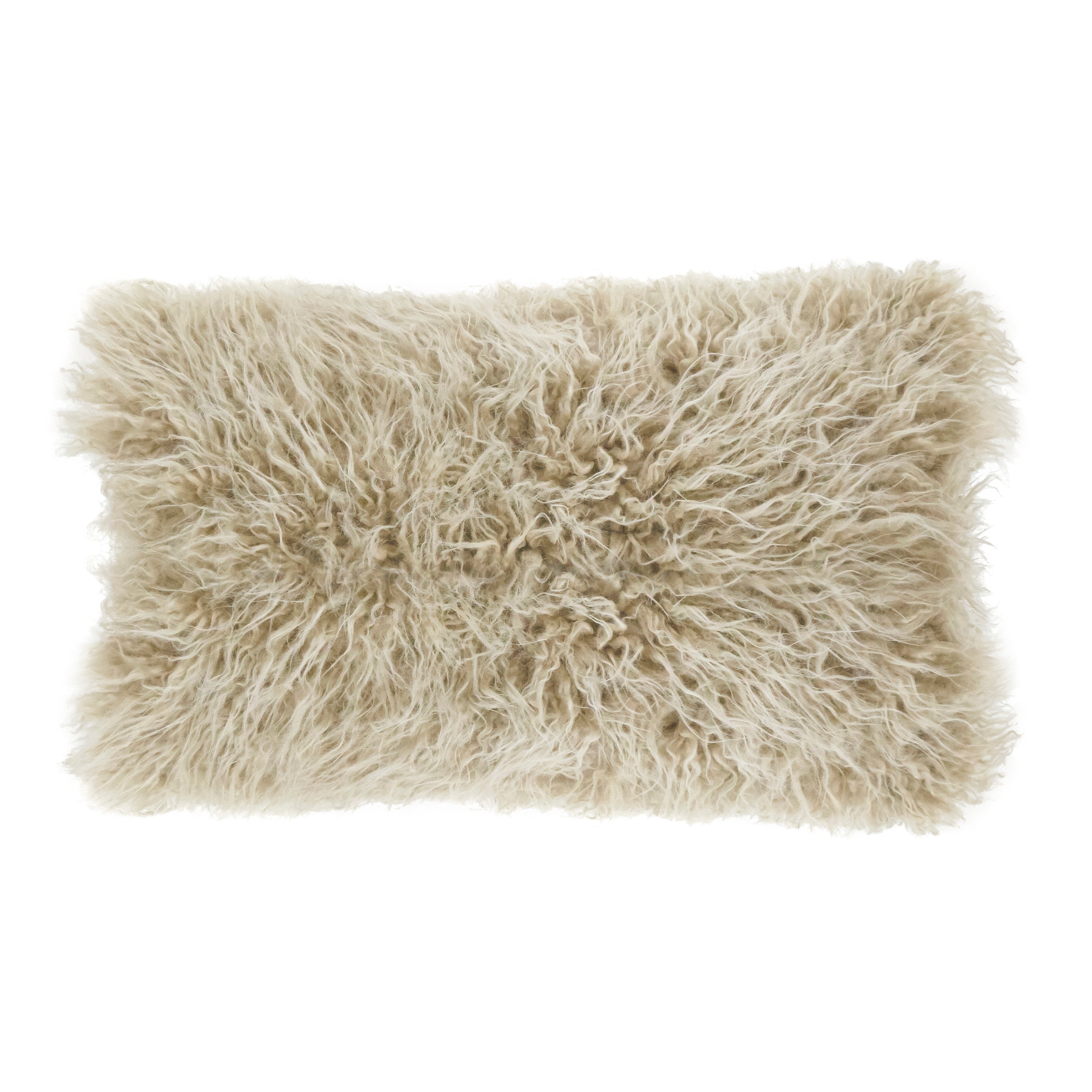 Mongolian Faux Fur Poly Filled Throw Pillow