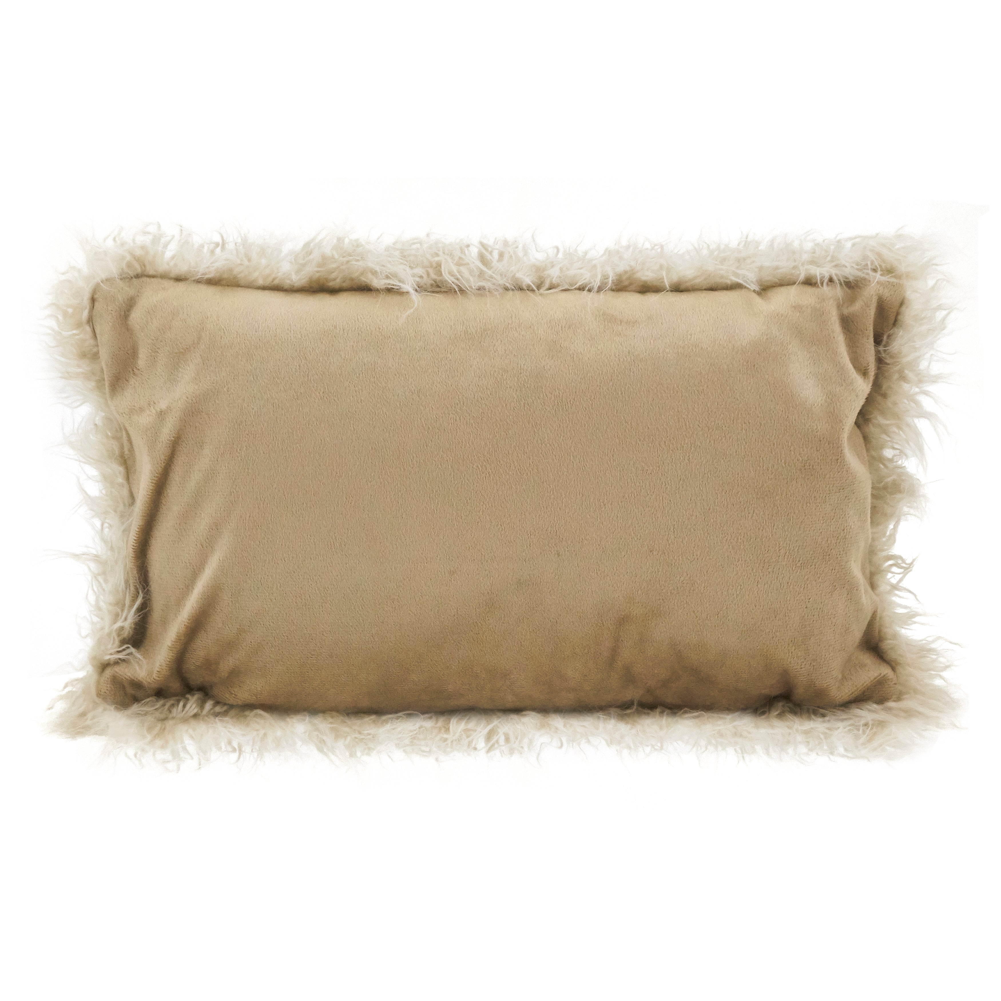 Mongolian Faux Fur Poly Filled Throw Pillow