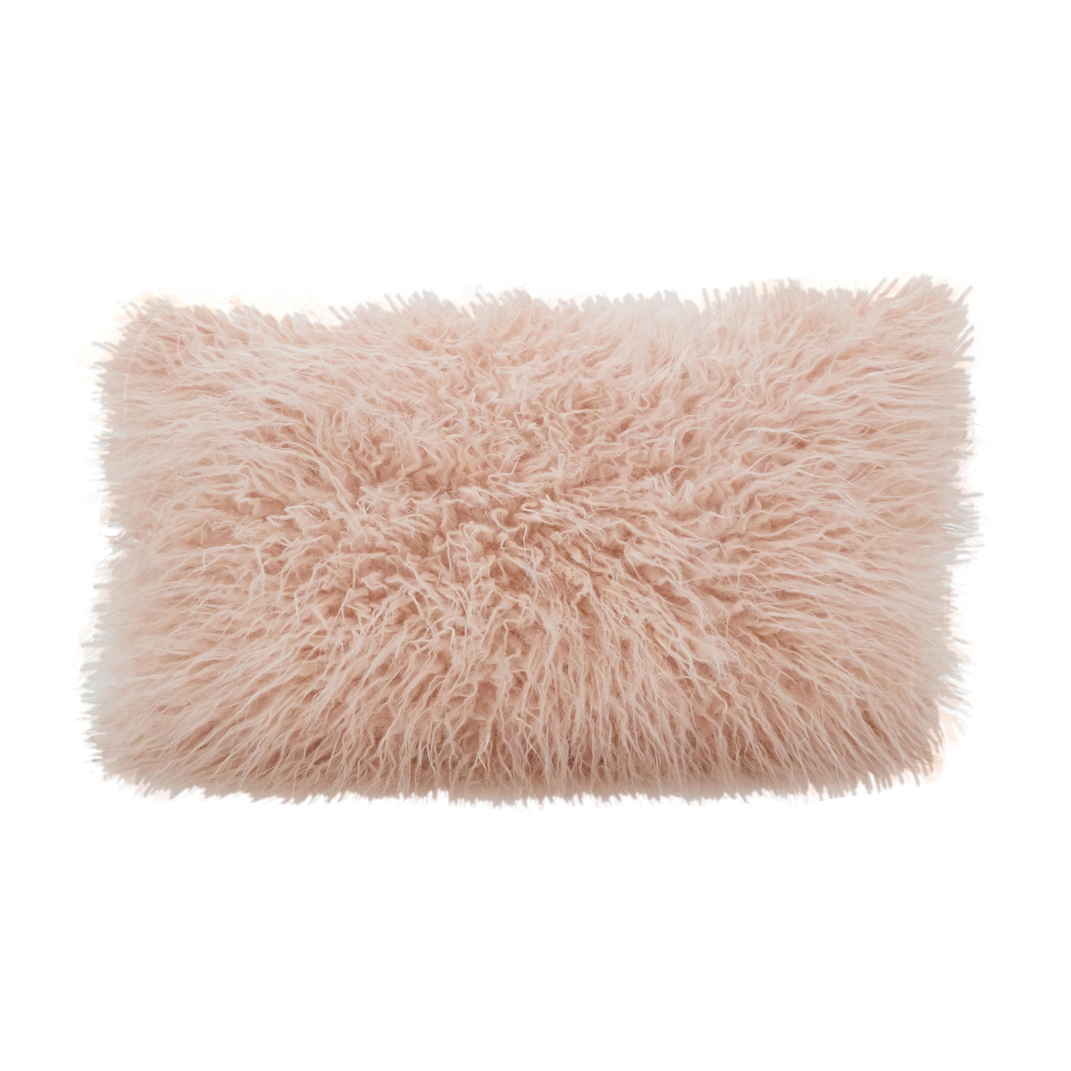 Mongolian Faux Fur Poly Filled Throw Pillow