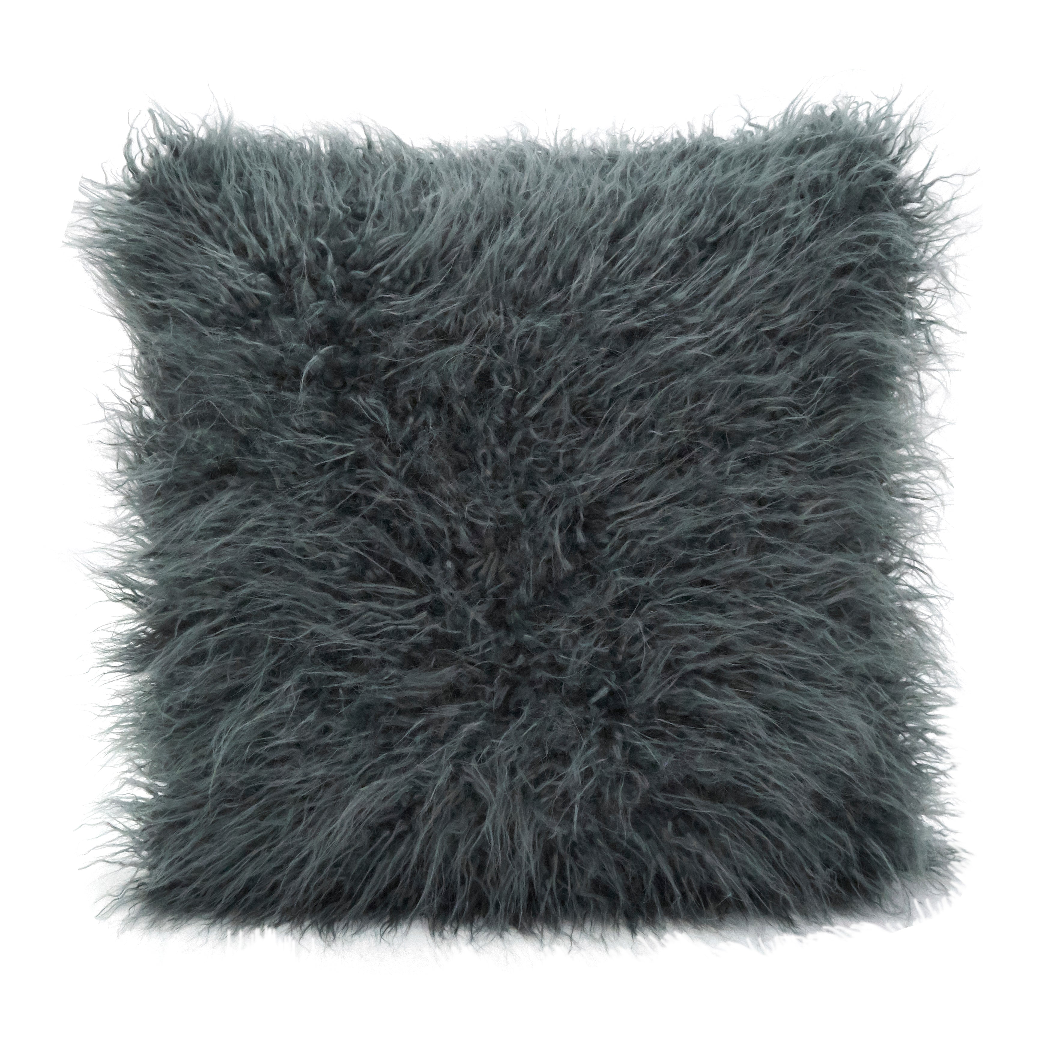 Mongolian Faux Fur Poly Filled Throw Pillow