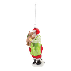 Glass Santa with Teddy Bear Ornament (Set of 6)