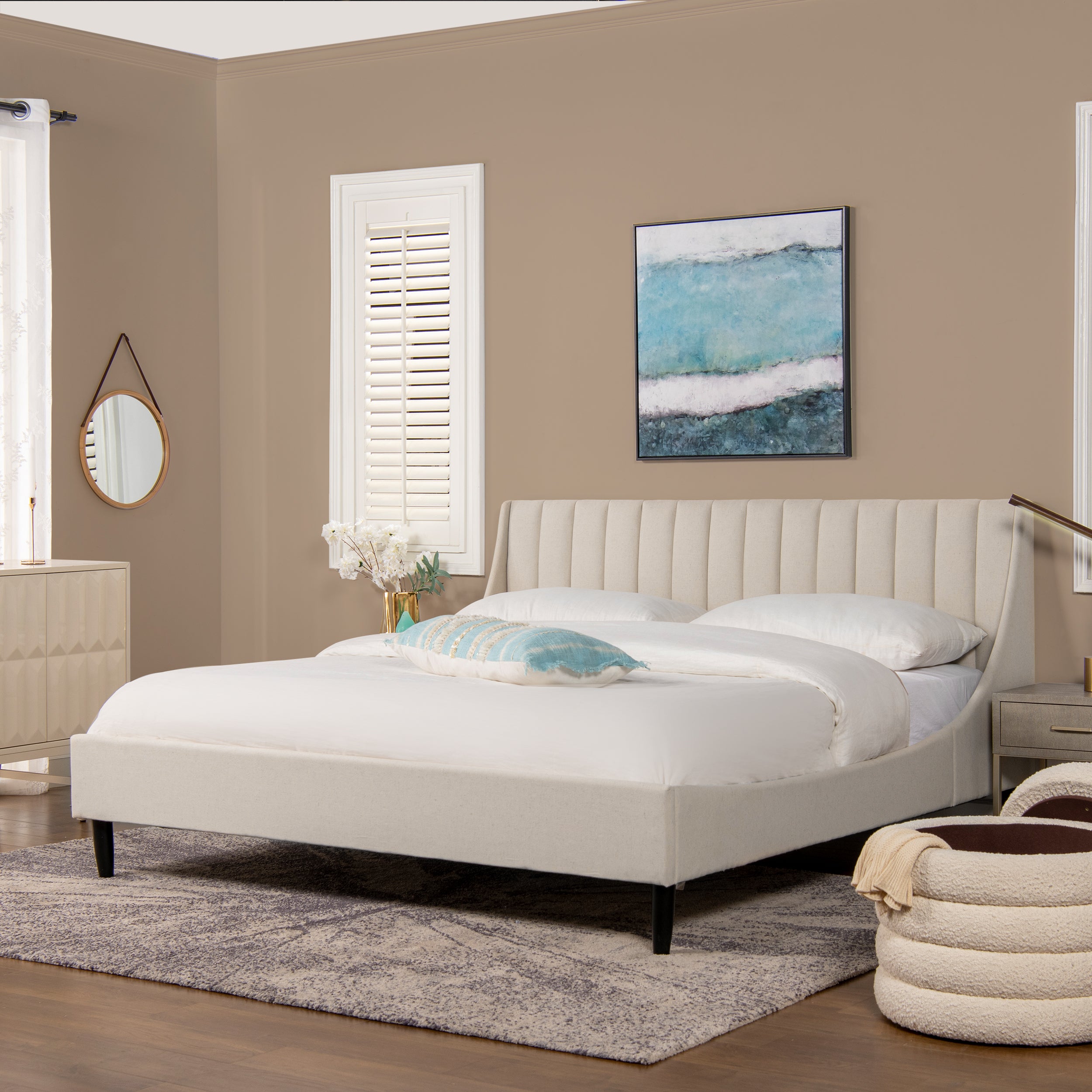Asphodel Upholstered Platform Bed with Channel Tufted Headboard