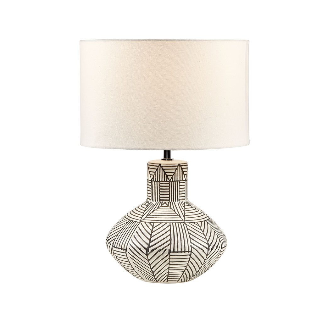 Ceramic Table Lamp with Geometric Stripe Pattern