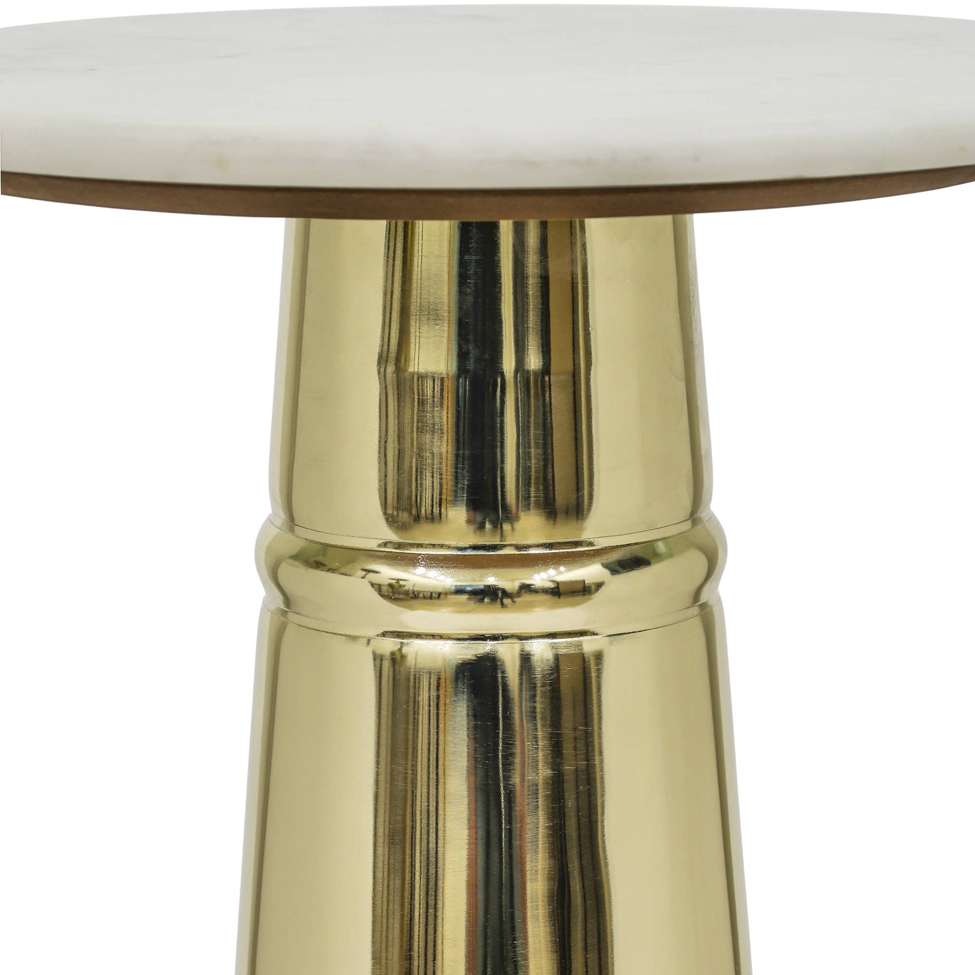White Marble Top Side Table with Gold-Finished Metal Base