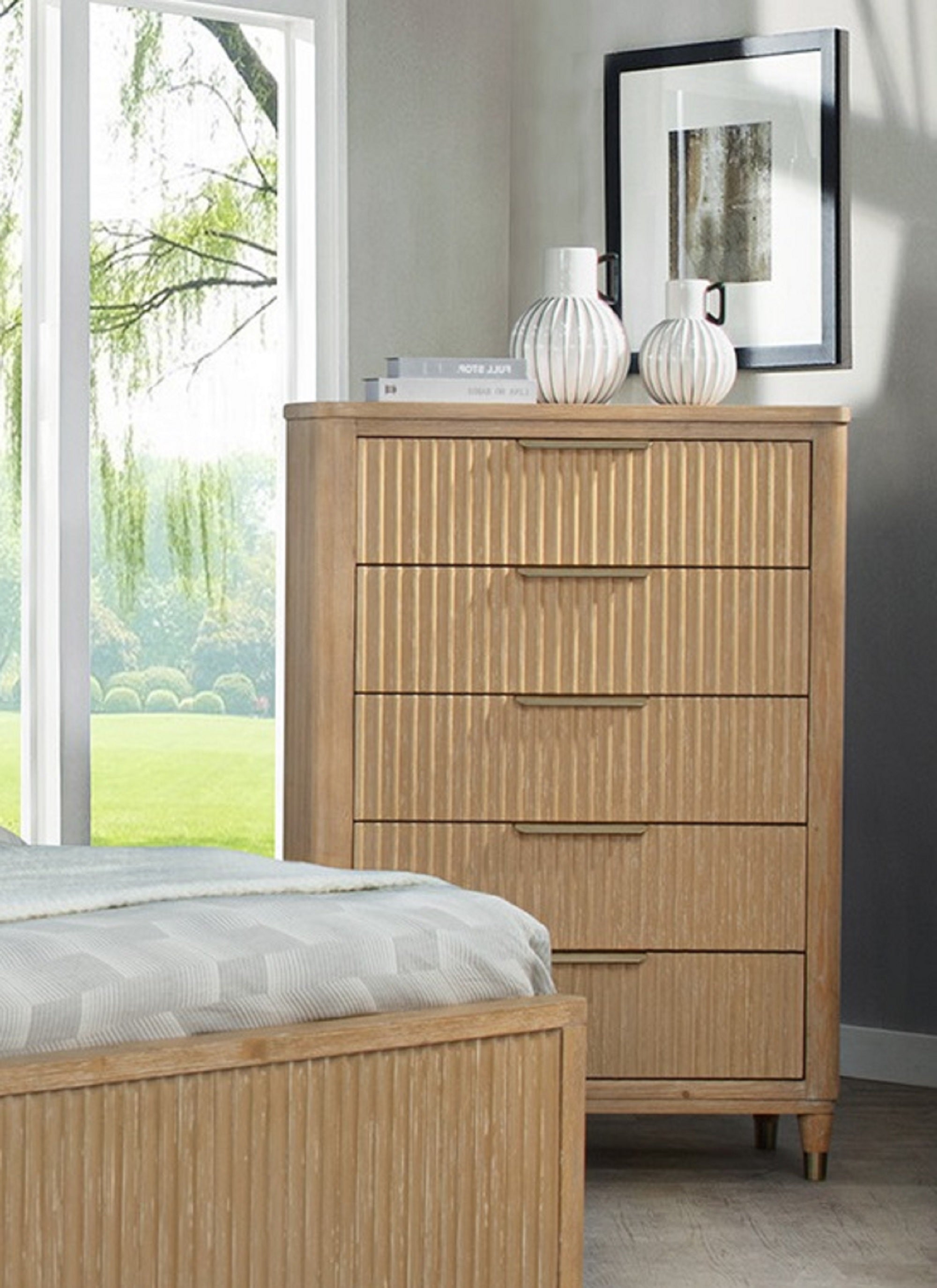 Emma Fluted Drawer Tall Storage Chest of Drawers