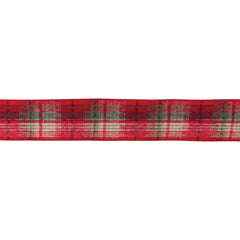 2.5" Red and Green Plaid Polyester Ribbon (Set of 2)