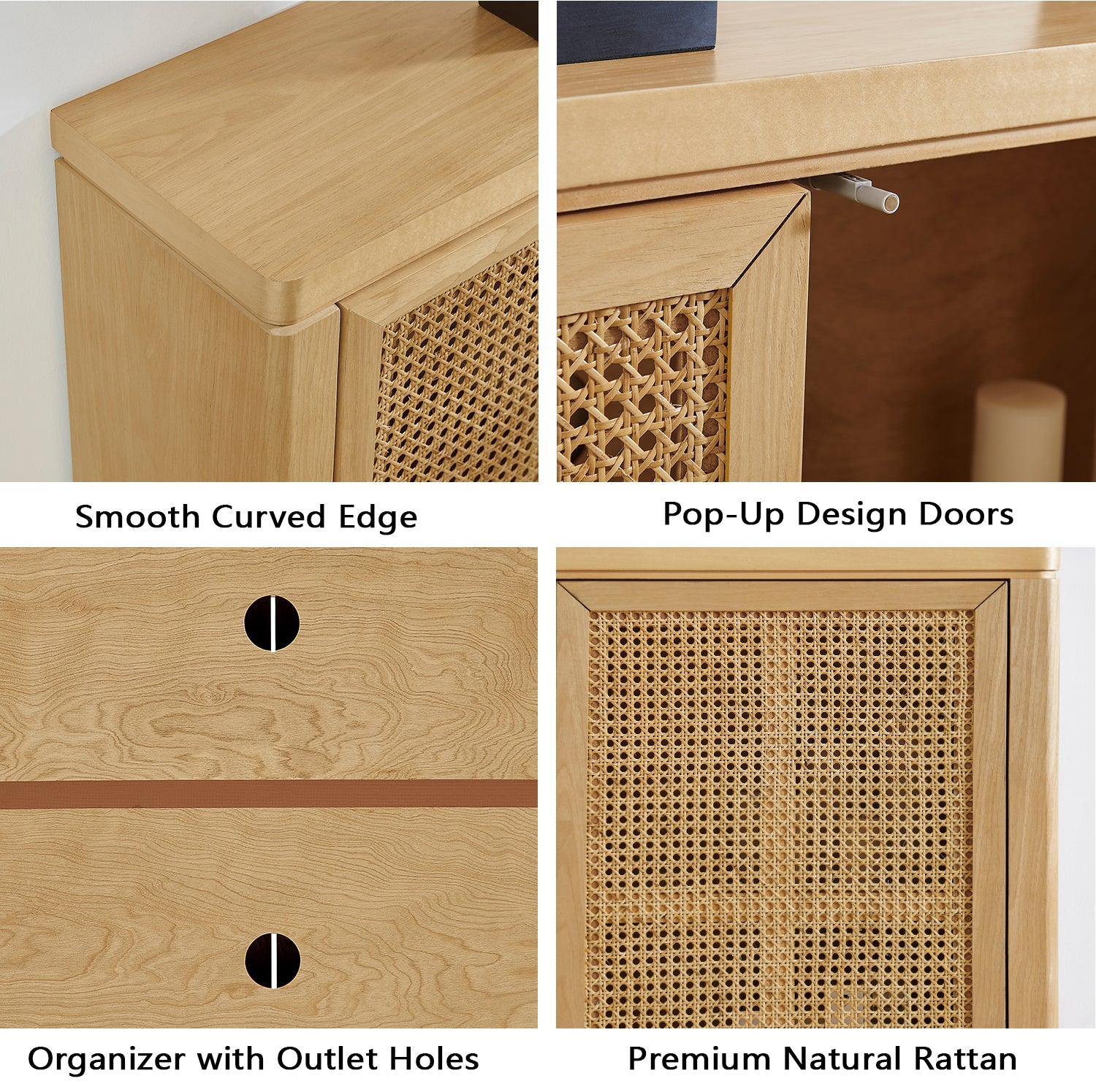 Mid-Century Modern Rattan Accent Storage Cabinet