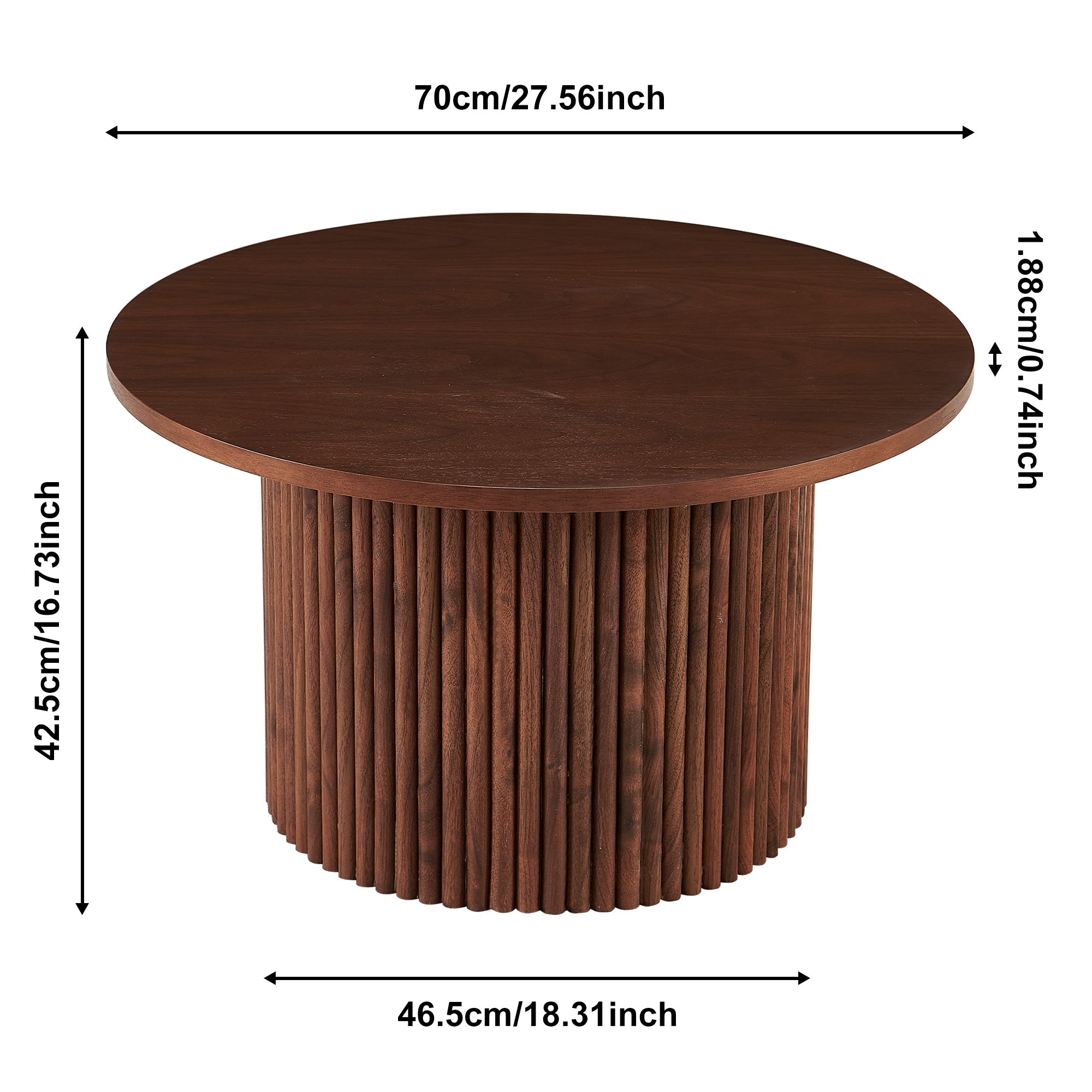 Fantasia Round Coffee Table Set with Column Design, Set of 2