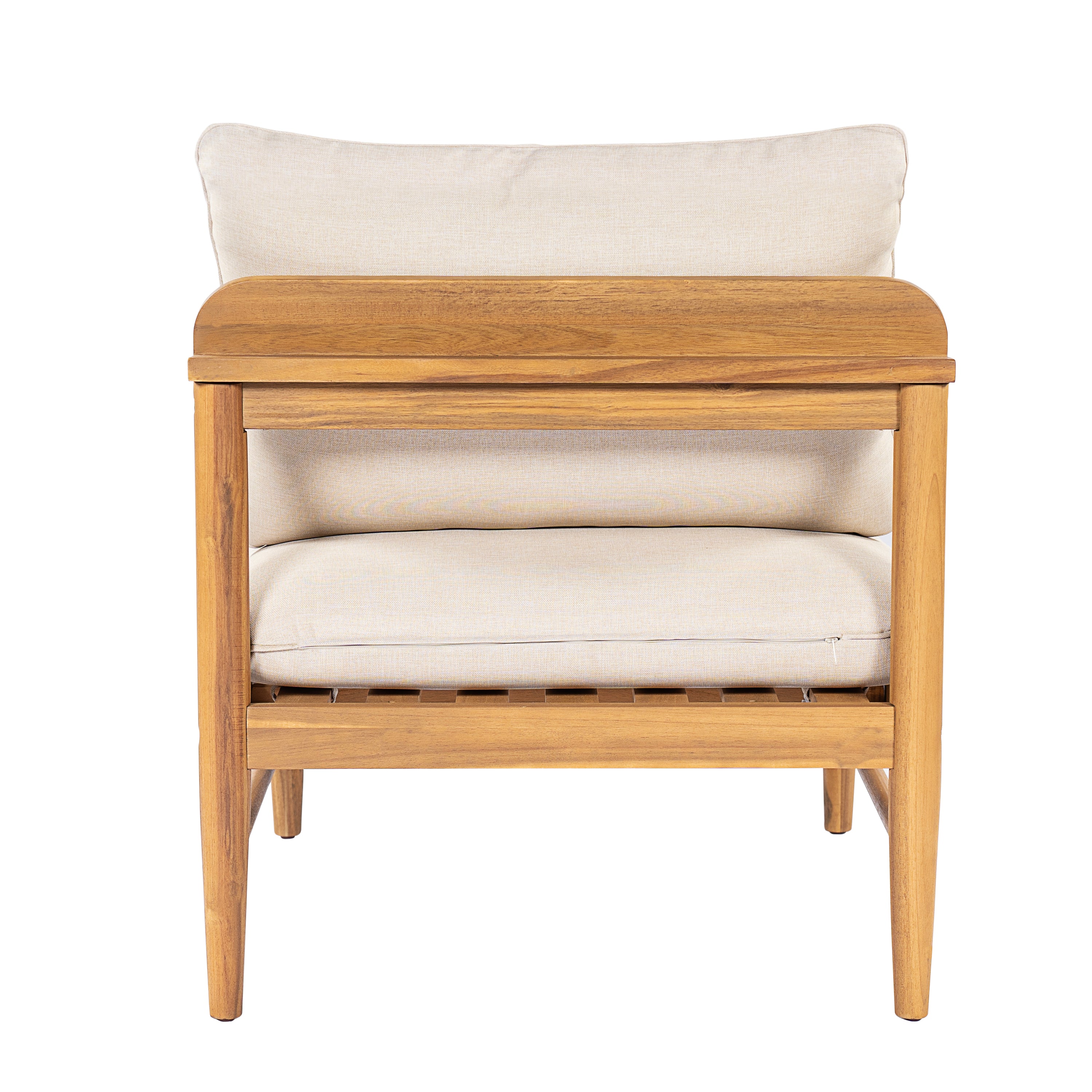 Terassi Outdoor Acacia Wood 4 Seater Sofa, Light Teak Finish with Beige Cushion