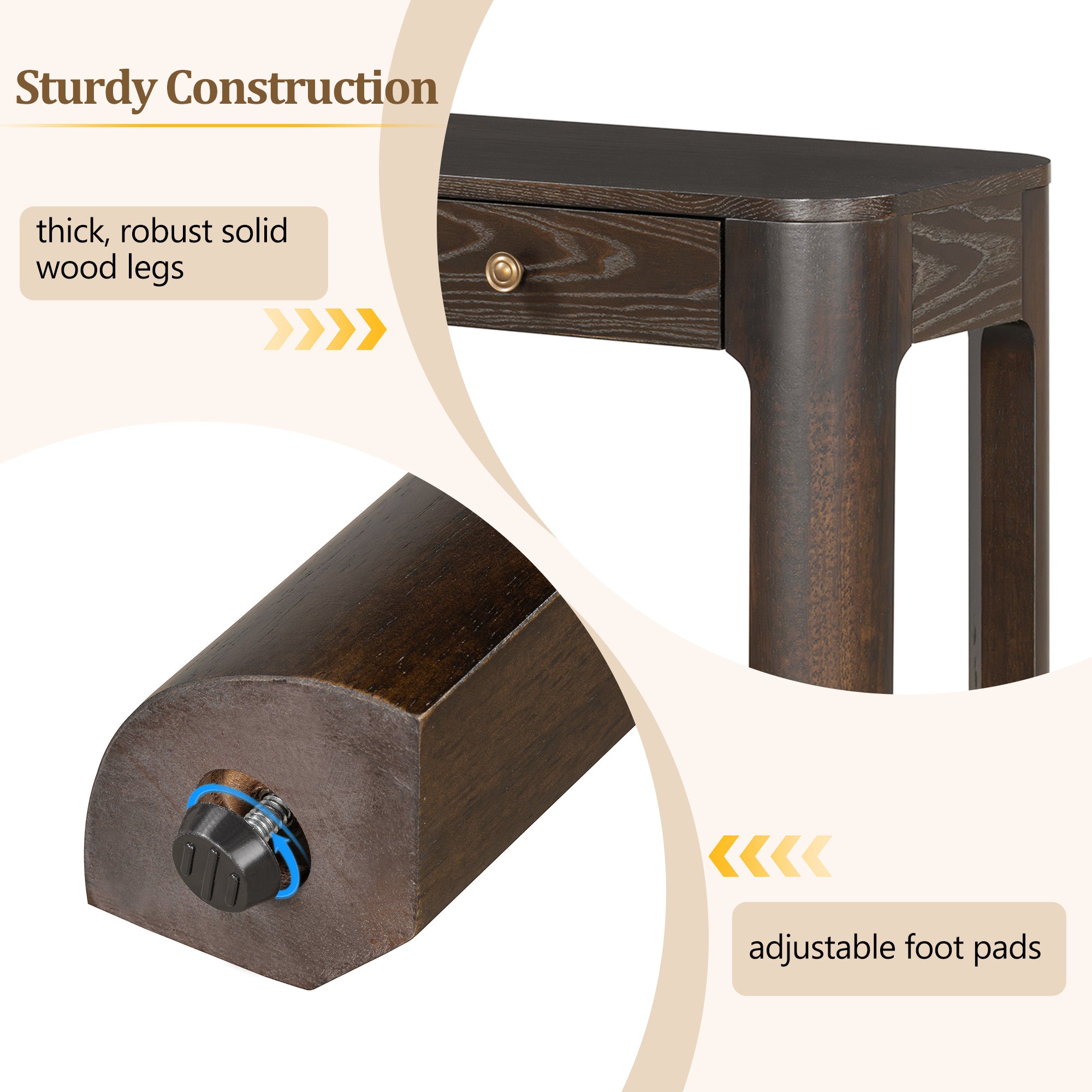 Rustic Console Table with Curved Corners