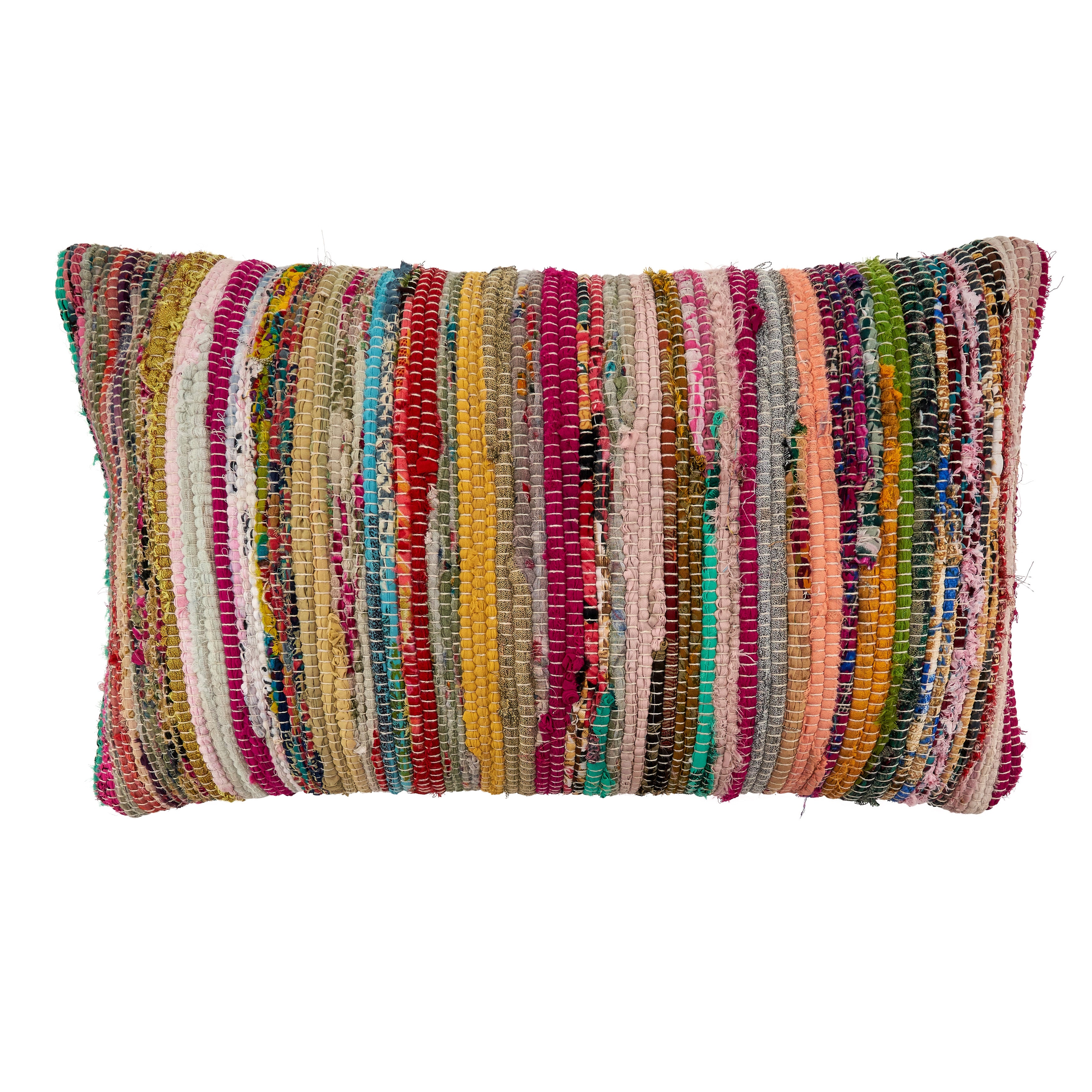 Multi-Colored Chindi Throw Pillow