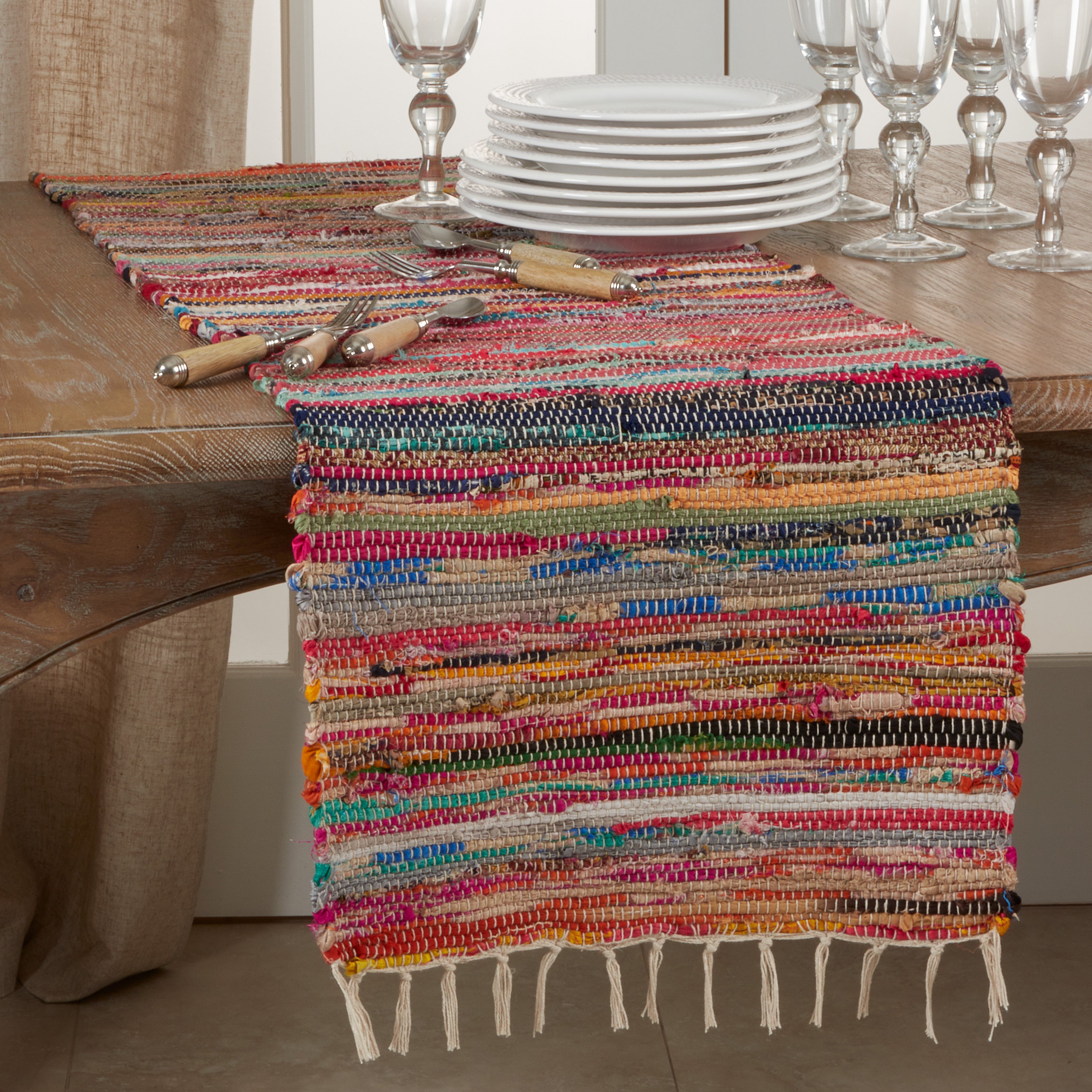 Multi-Colored Chindi Table Runner