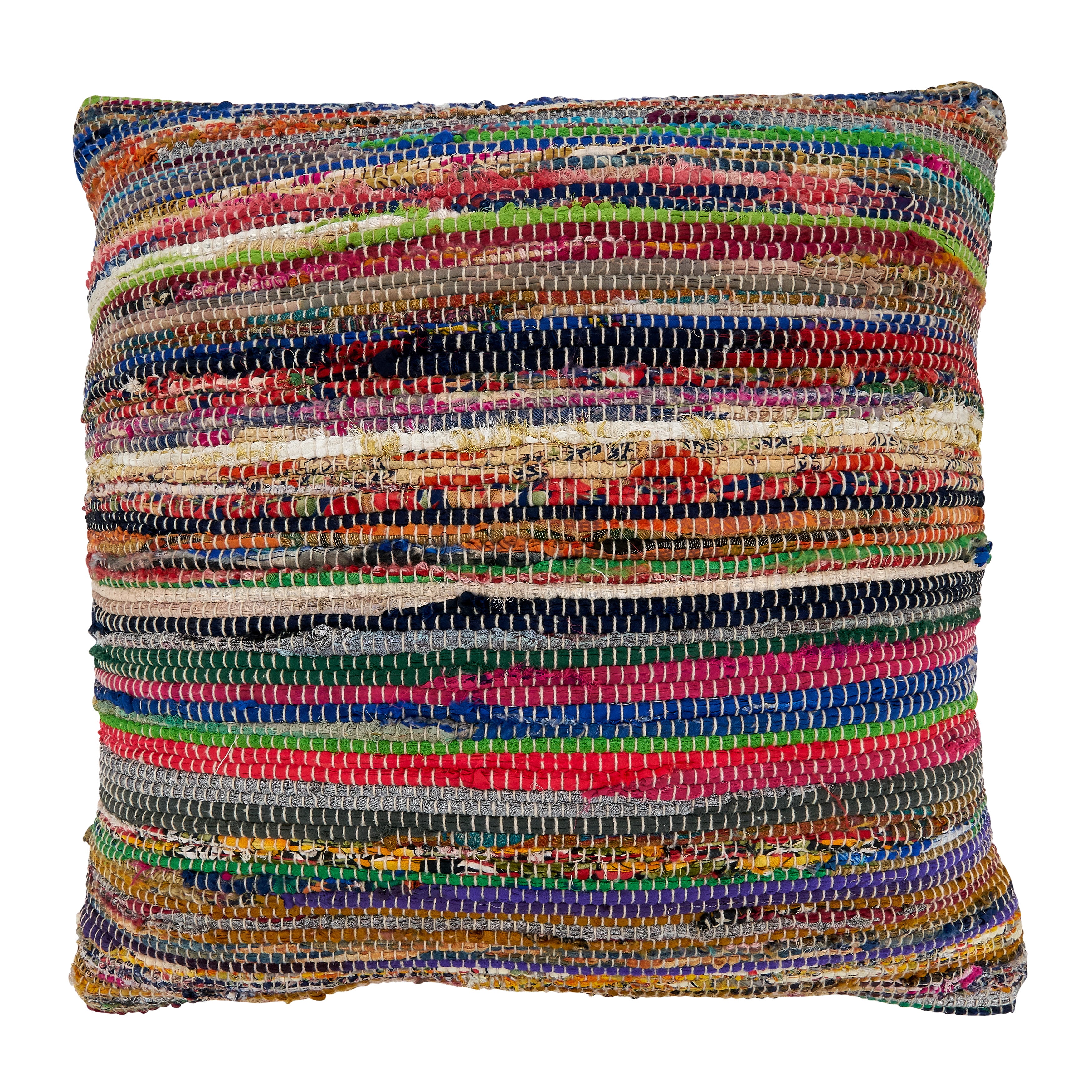 Multi-Colored Chindi Throw Pillow