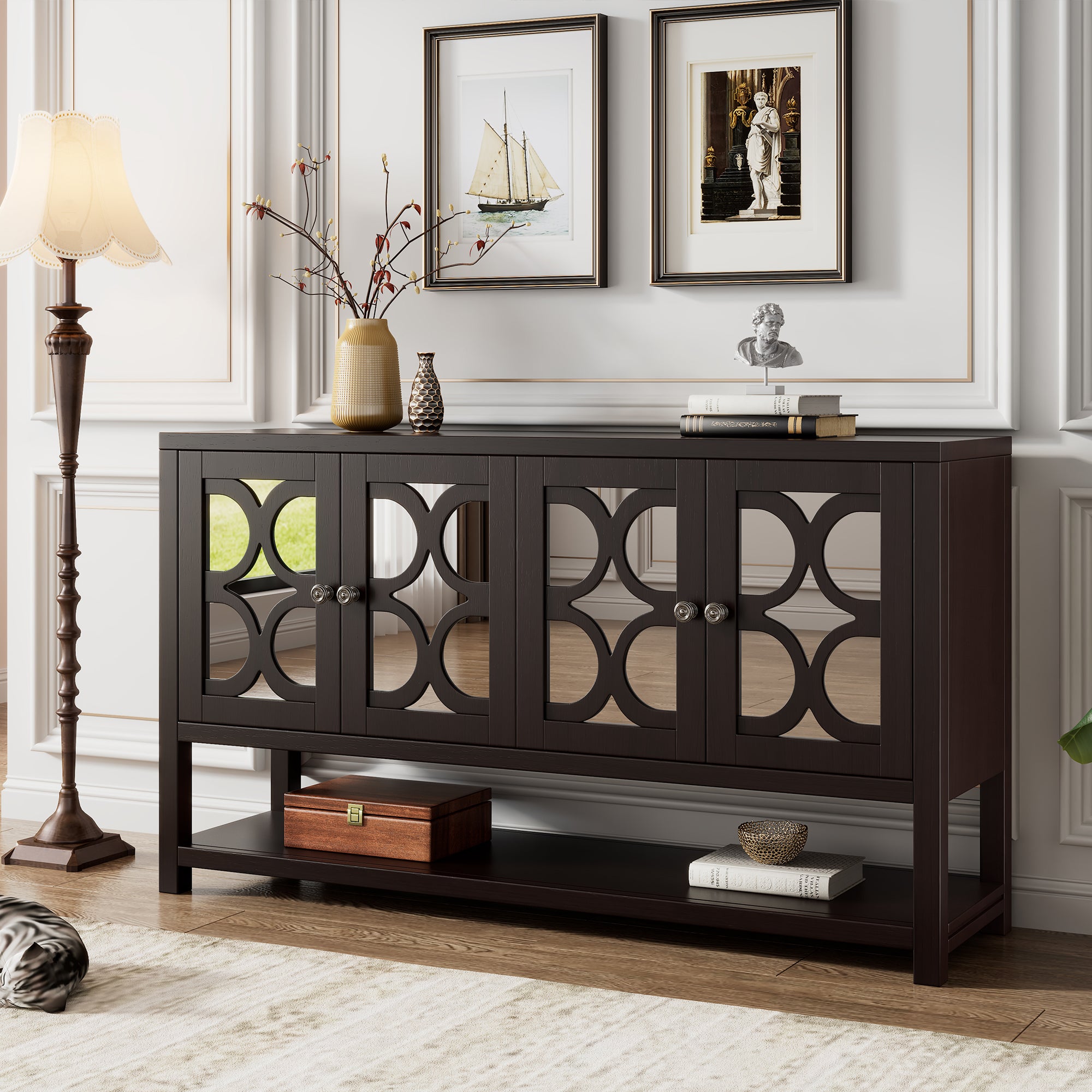 Mirrored Door Console Table