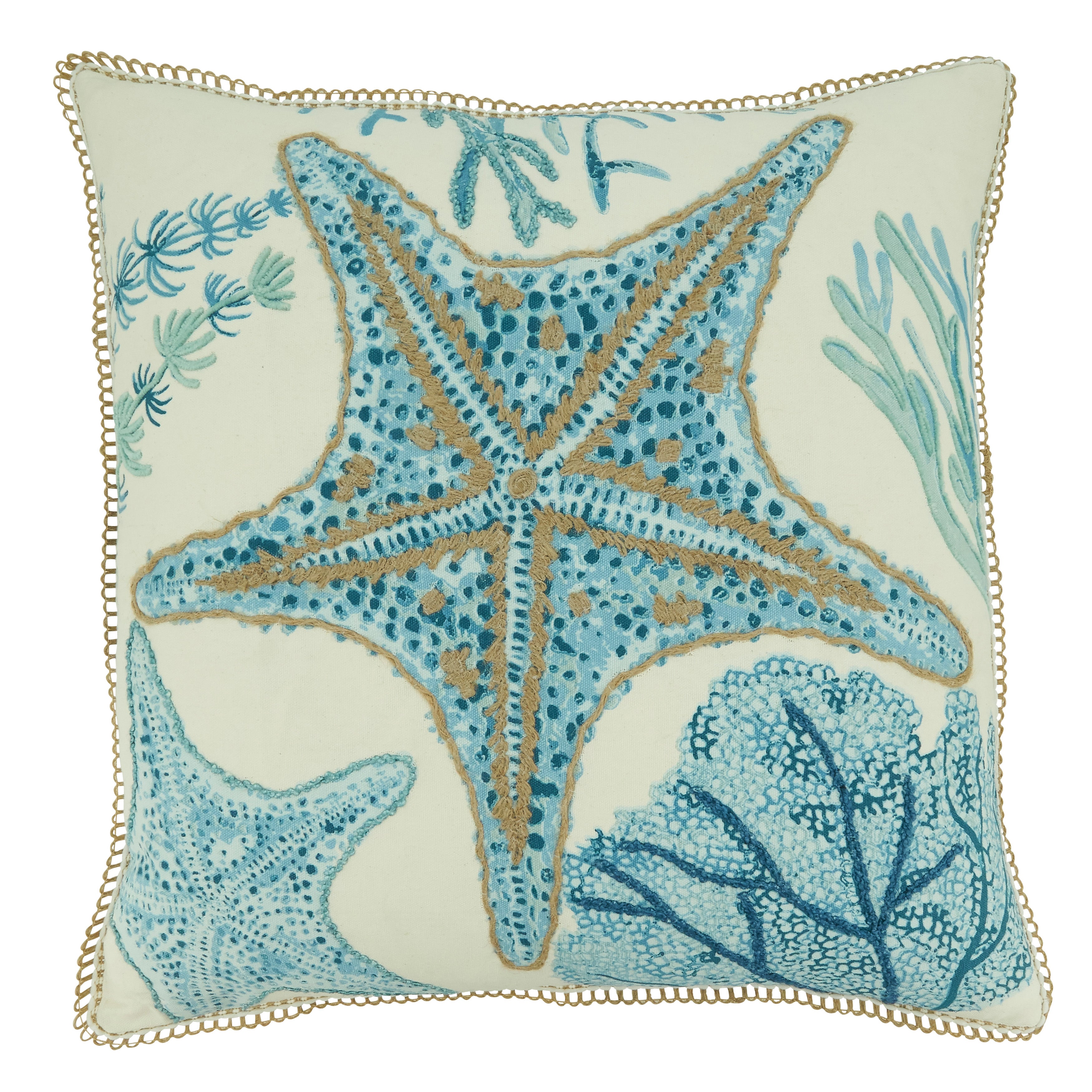 Poly Filled Starfish Throw Pillow, Blue