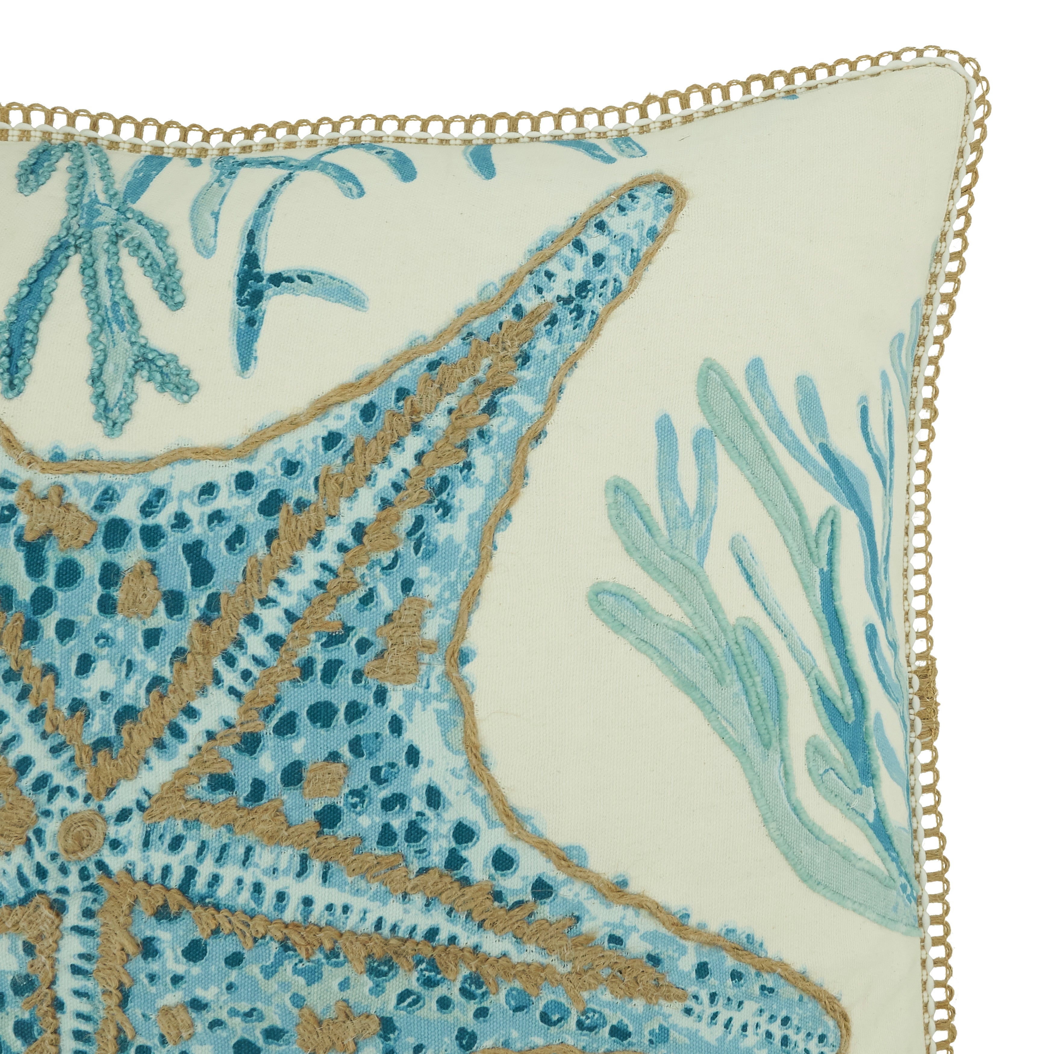 Poly Filled Starfish Throw Pillow, Blue