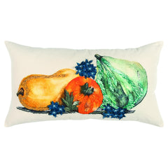 Screen Print And Embroidery Cotton Gourd Still Life Decorative Throw Pillow