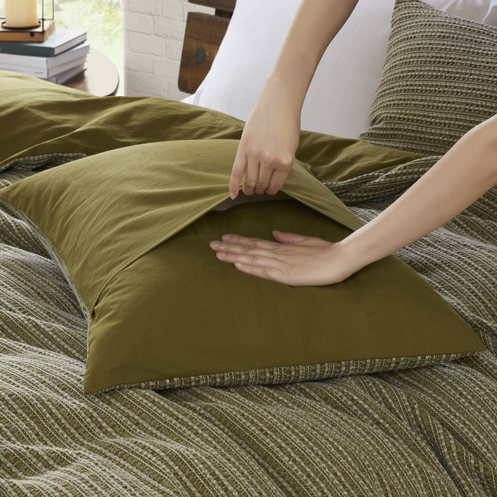 3P Piece Waffle Washed Comforter Set