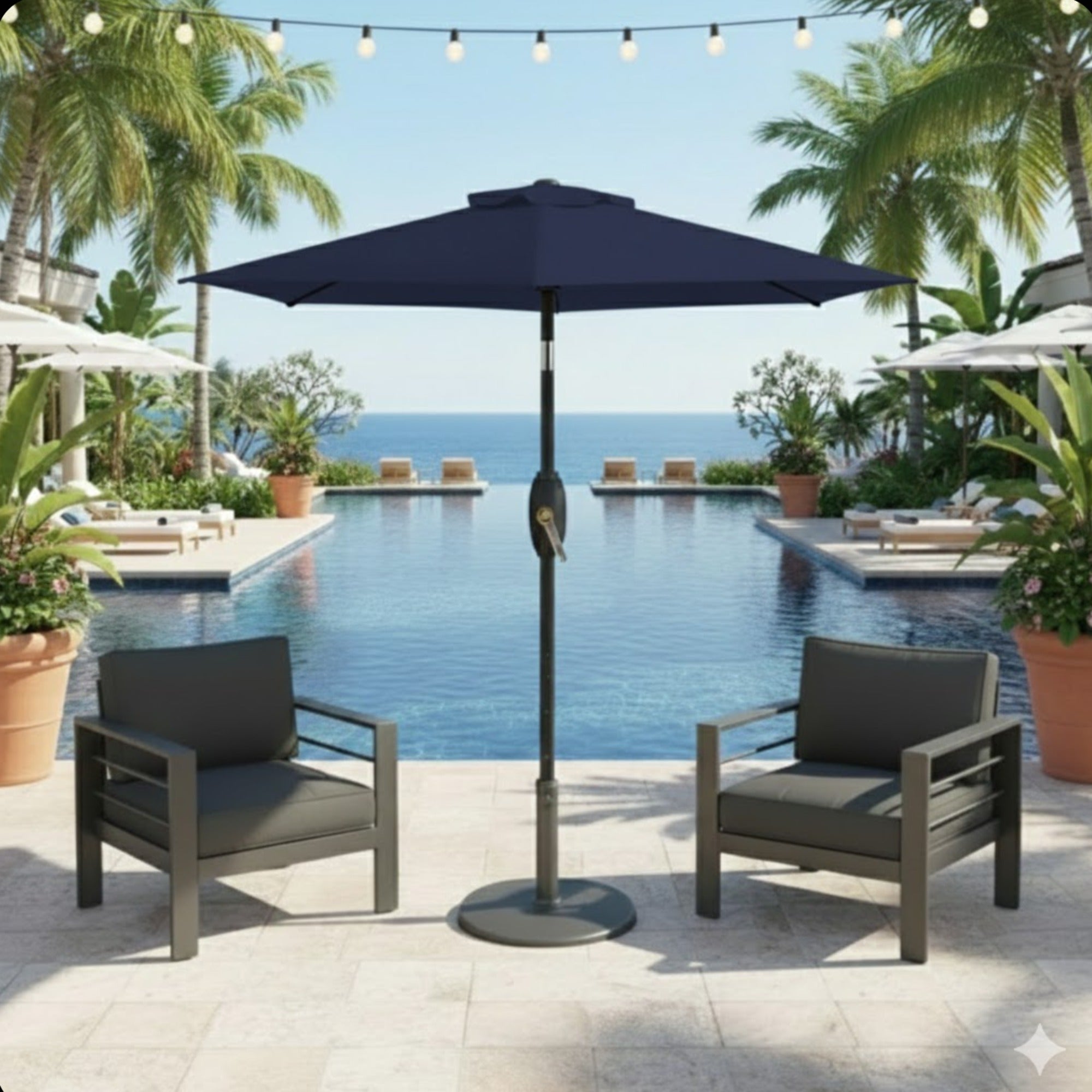 7.5 Feet Market Umbrella with Crank Lift & Tilt, Base Not Included
