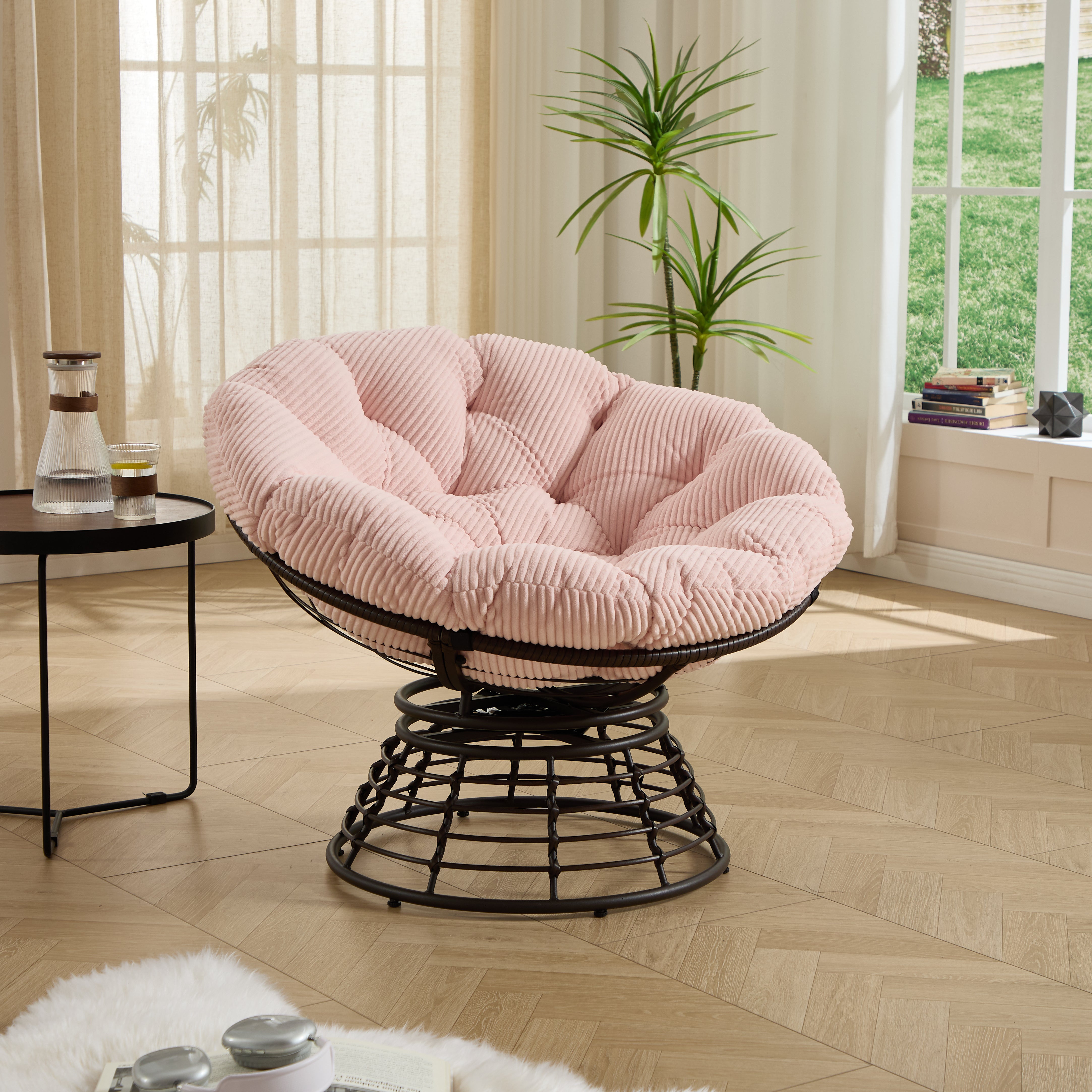 The Original Papasan™ 360° Swivel Indoor Outdoor Wicker Papasan Chair with Soft Thick Cushion