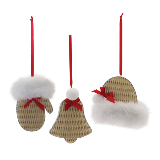 Cozy Mitten Hat and Bell Ornament, Set of 12