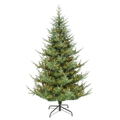 7.5 ft Pre-lit Hillside Spruce Artificial Christmas Tree with 450 Ul Clear Lights Metal Stand - Green