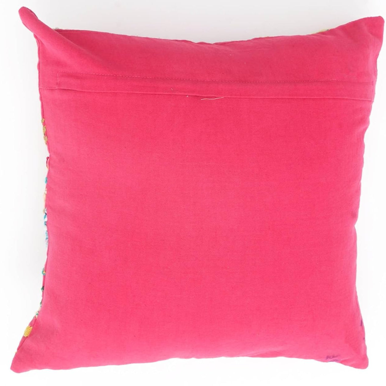 Pink Floral Embroidered Pillow
