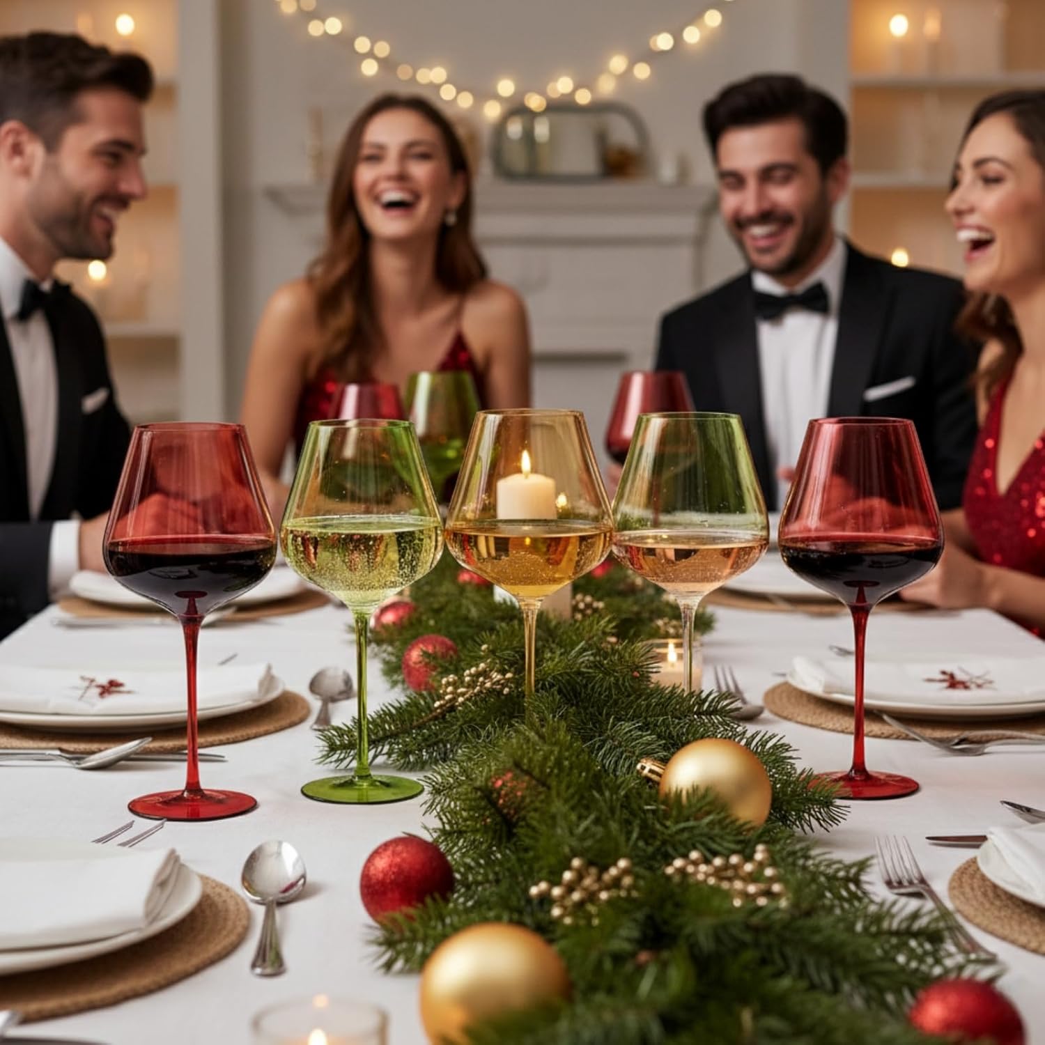 Christmas Wine Glass, Set of 5