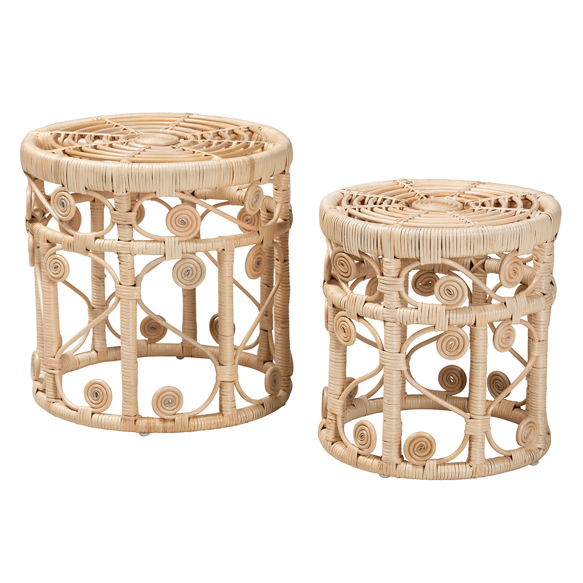 Binay Rattan 2-Piece Nesting End Table Set
