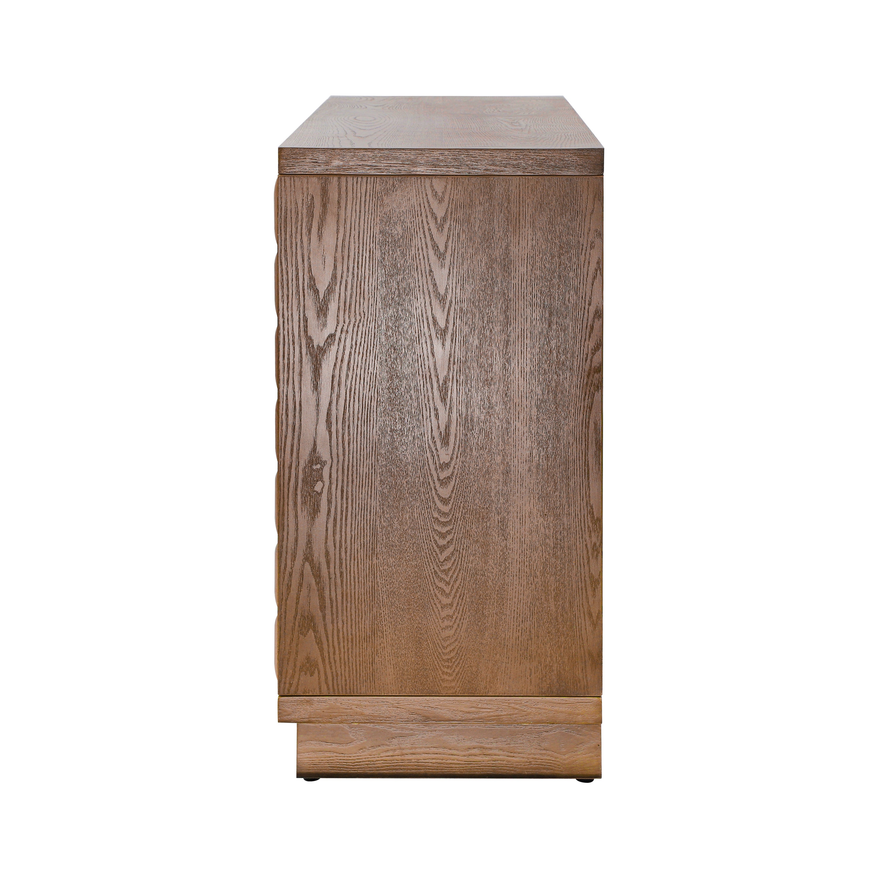 Modern 4-Door Storage Cabinet with 3D Geometric Doors & Metal Trim