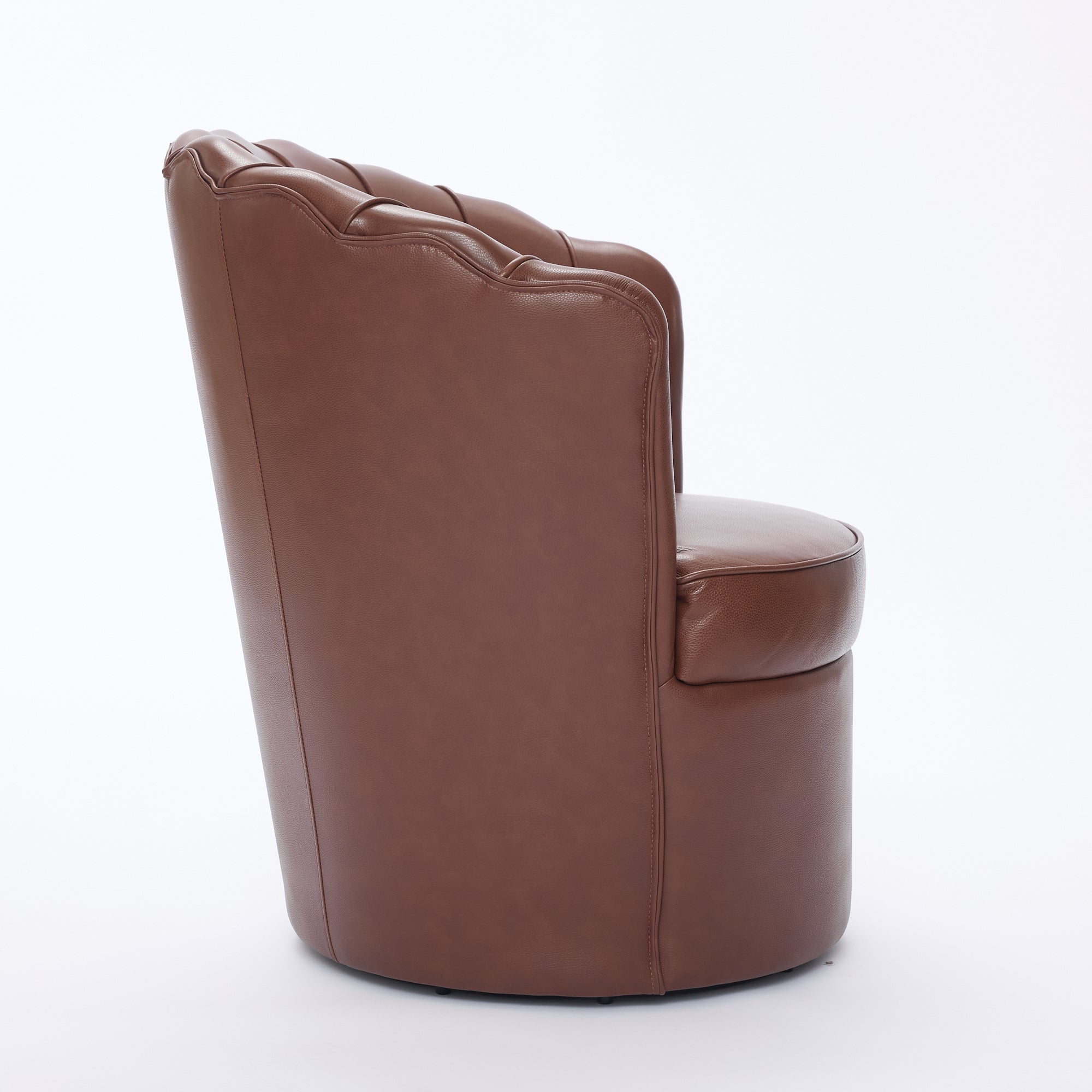 Genuine Top-Grain Leather Swivel Wing-Back Accent Chair