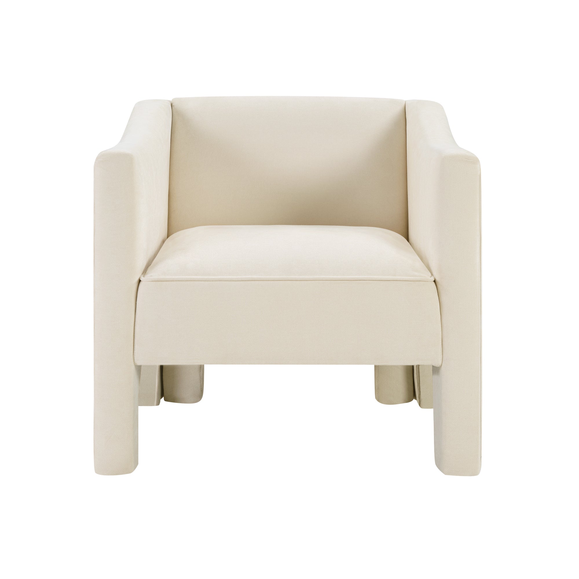 Modern Chenille Barrel Accent Chair with Enclosed Arms